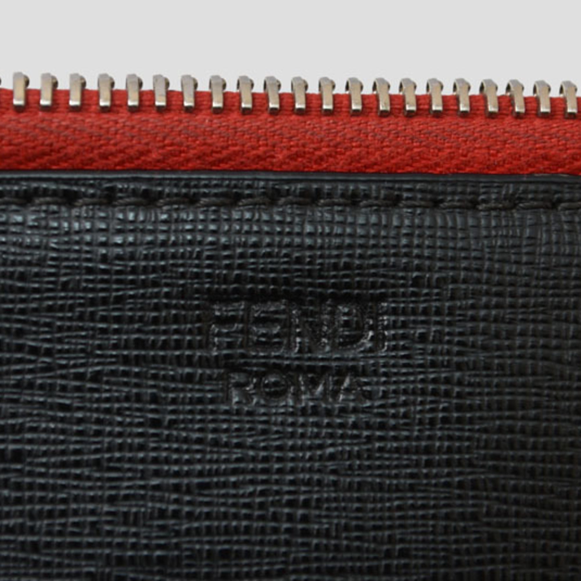 Fendi Black Red Color Canvas Clutch Bag (Pre-Owned)