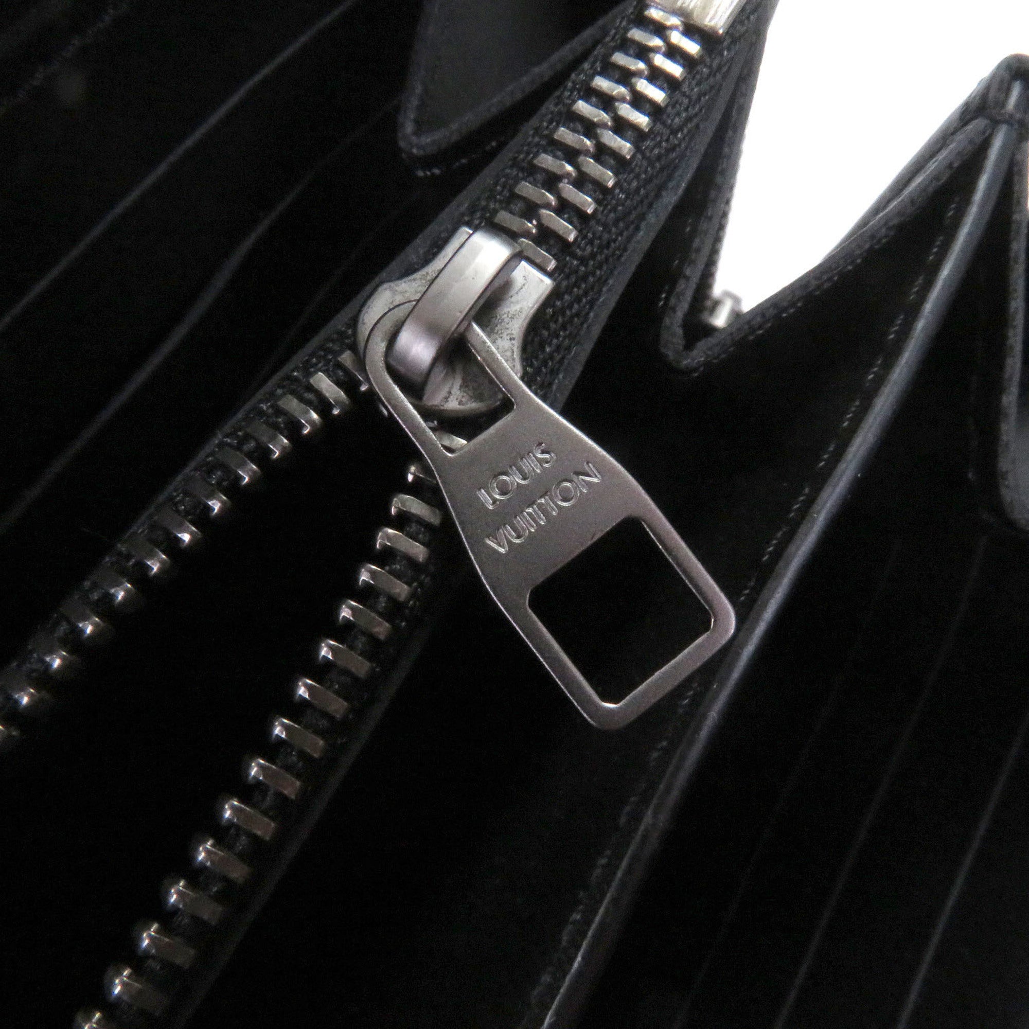 Louis Vuitton Damier Infini Black Leather Long Wallet (Bi-Fold) (Pre-Owned)