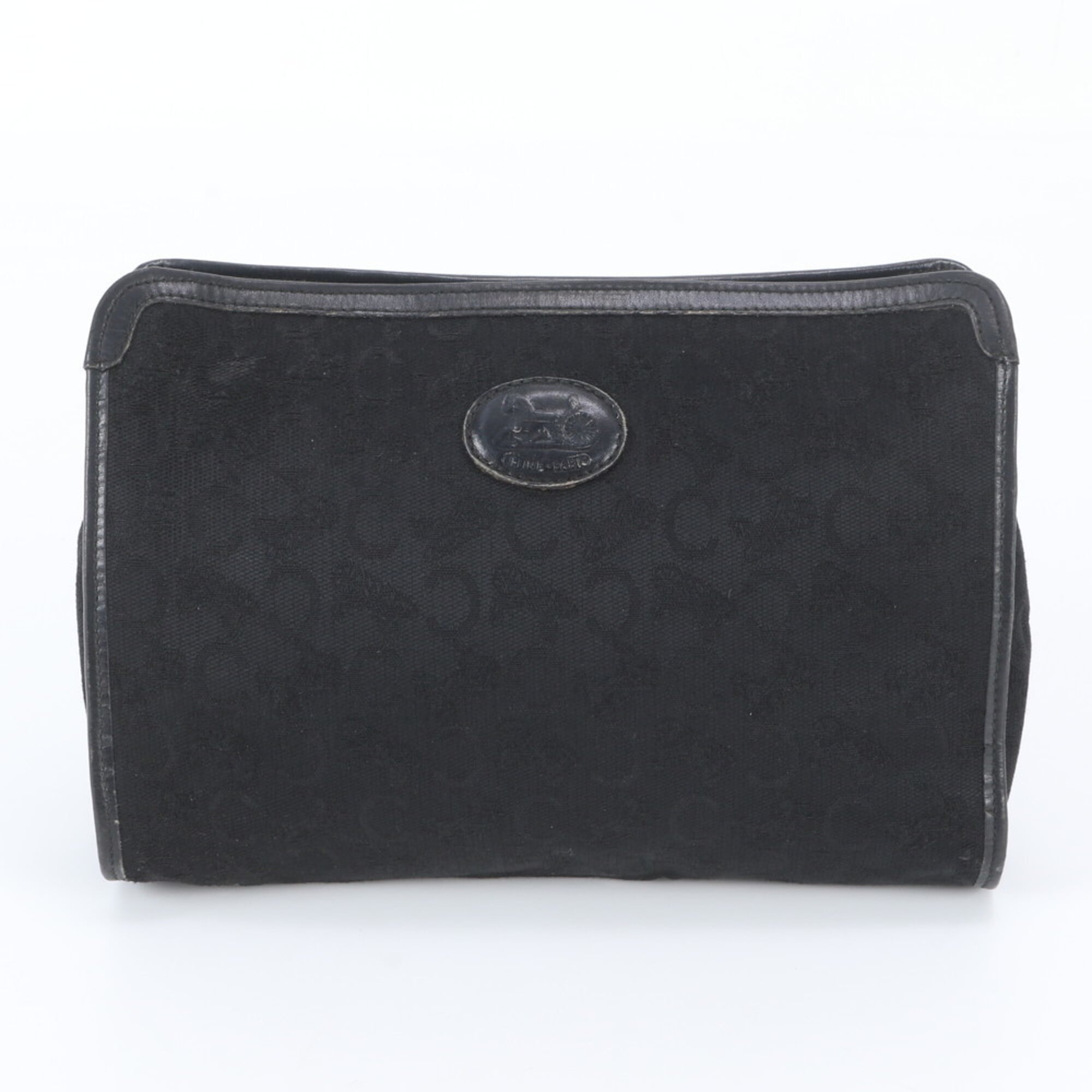 Celine Black Leather Canvas Clutch Bag Handbag Pouch Tote Bag (Pre-Owned)