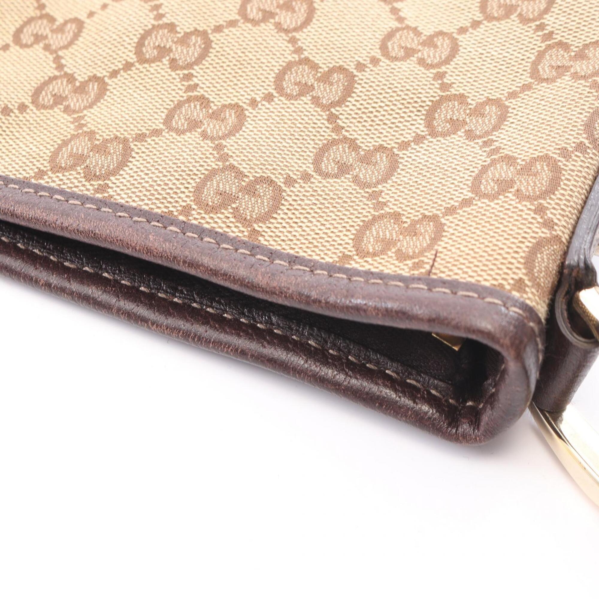Gucci Beige Brown Canvas Leather Handbag Shoulder Bag (Pre-Owned)