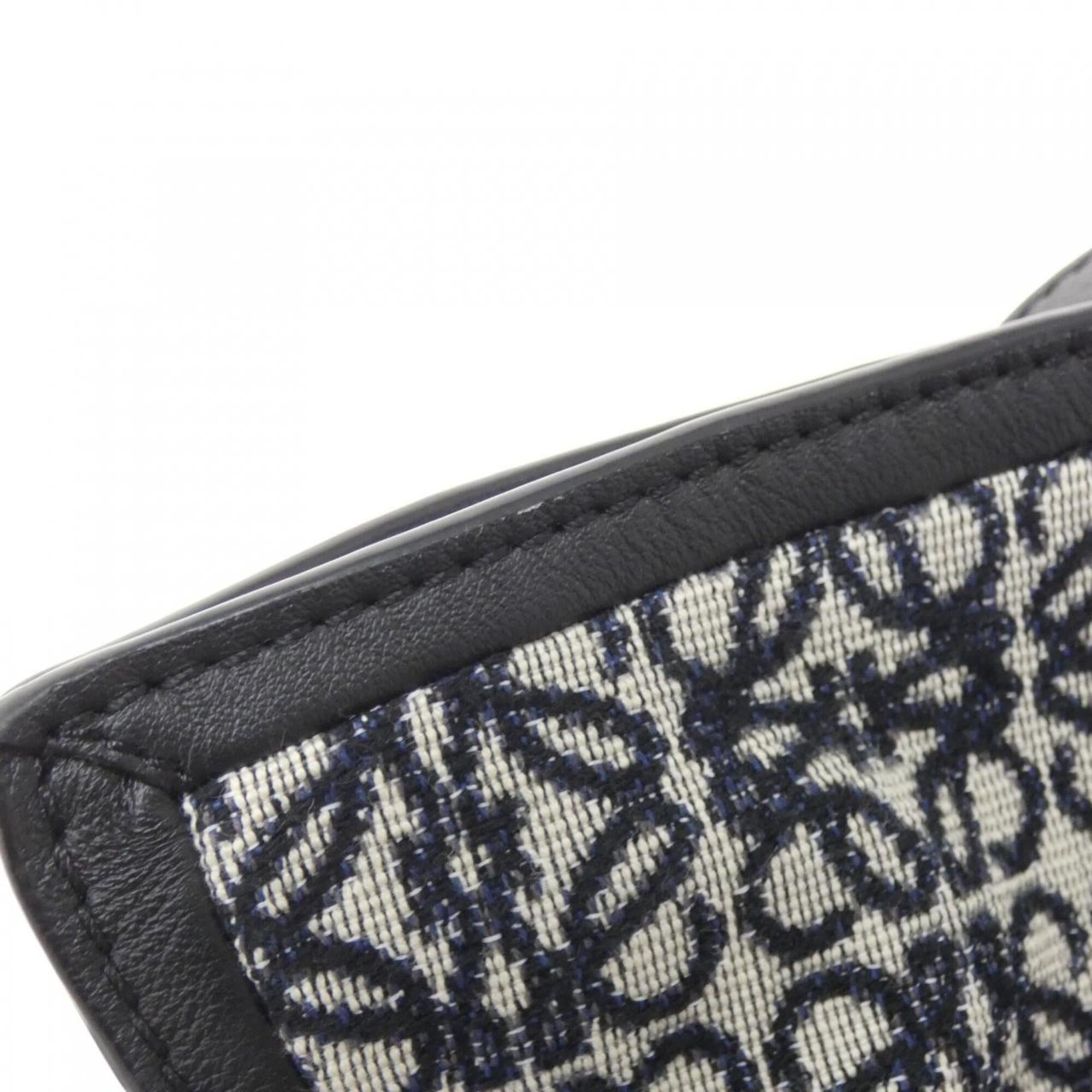 Loewe Black Navy Canvas Leather Handbag (Pre-Owned)