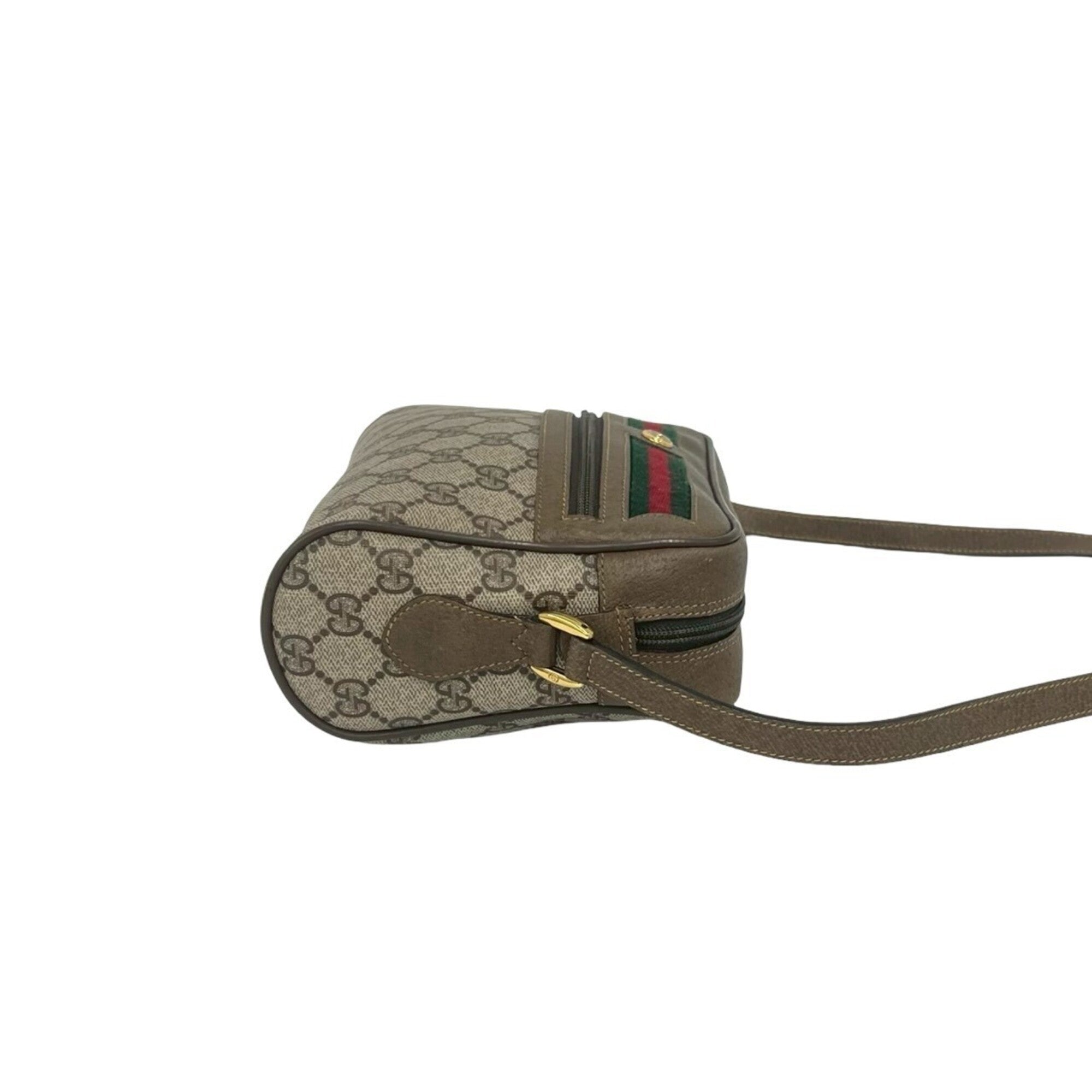 Gucci Brown Green Red Color Leather Pvc Pochette Shoulder Bag (Pre-Owned)