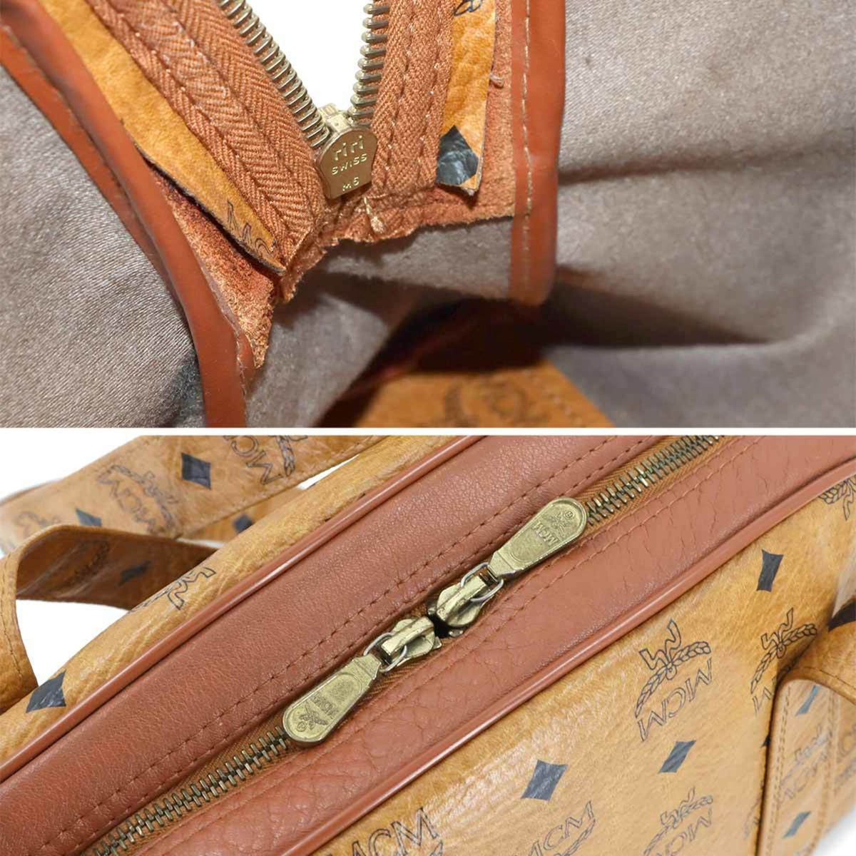 Mcm Visetos Brown Pvc Leather Handbag Shoulder Bag (Pre-Owned)