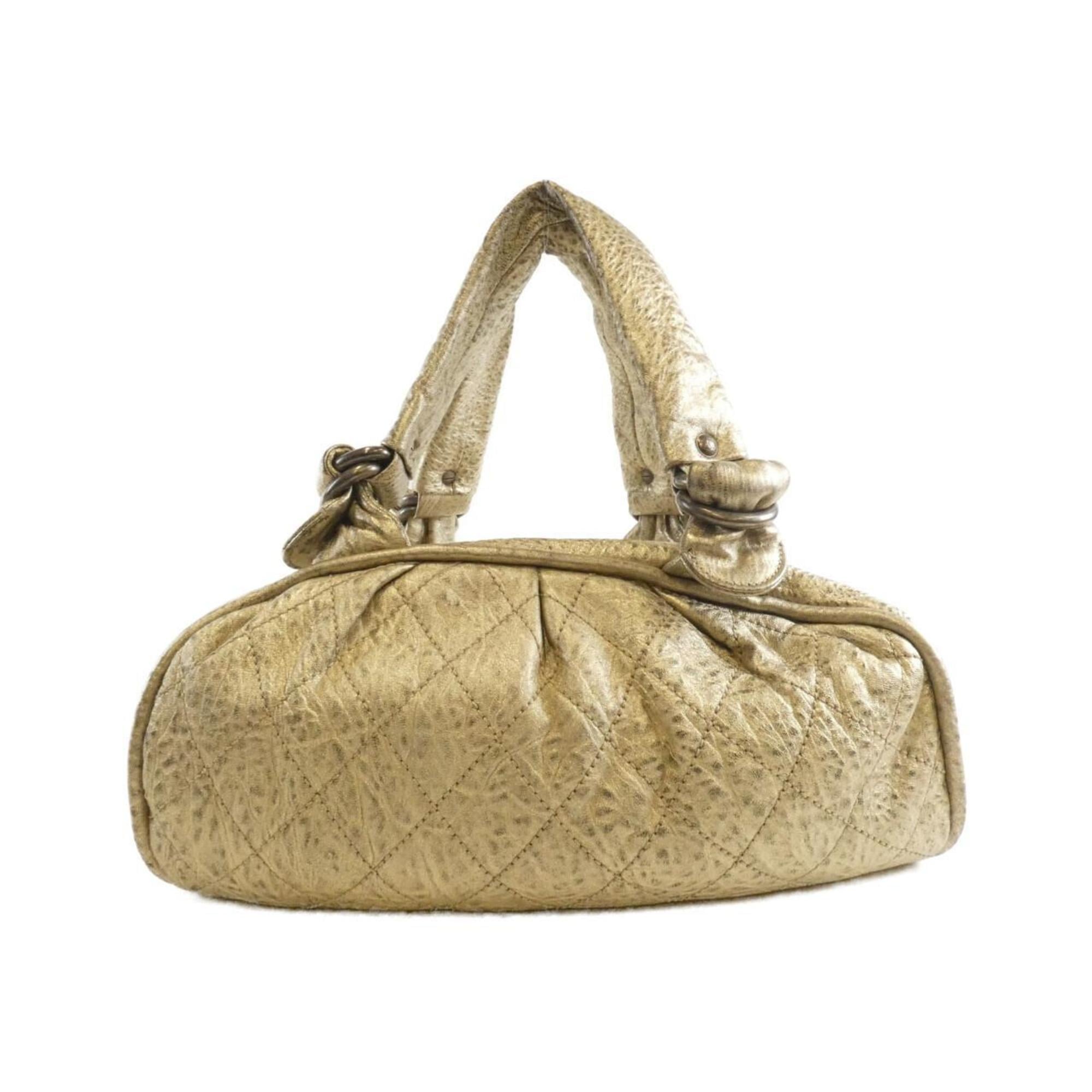 Chanel Gold Leather Handbag (Pre-Owned)