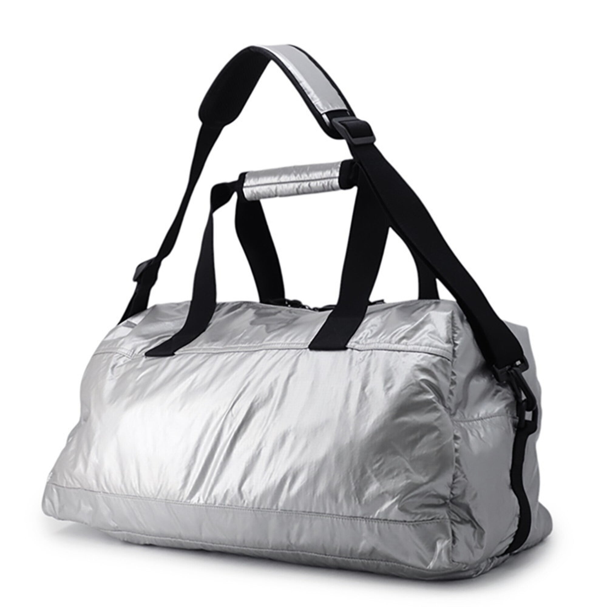 Saint Laurent Black Silver Nylon Canvas Boston Bag (Pre-Owned)