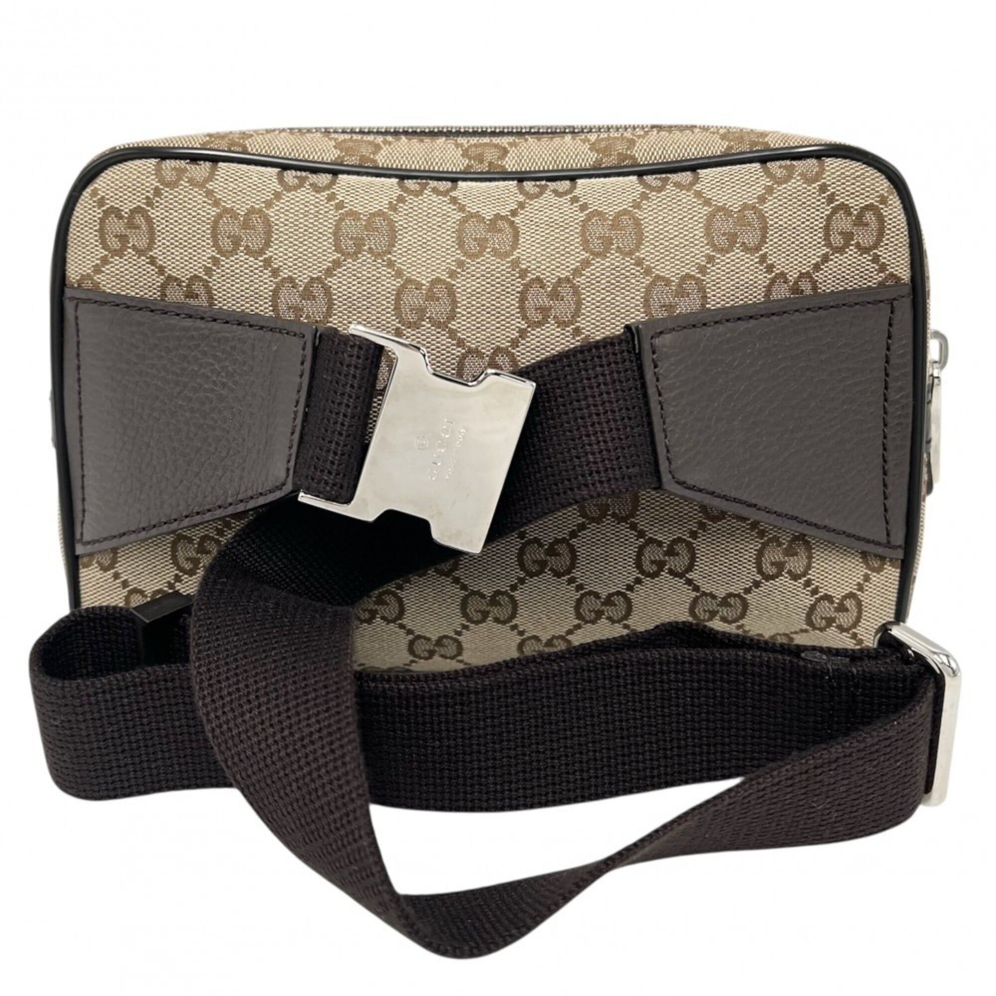 Gucci Brown Gg Canvas Leather Fanny Pack Sling Bag (Pre-Owned)
