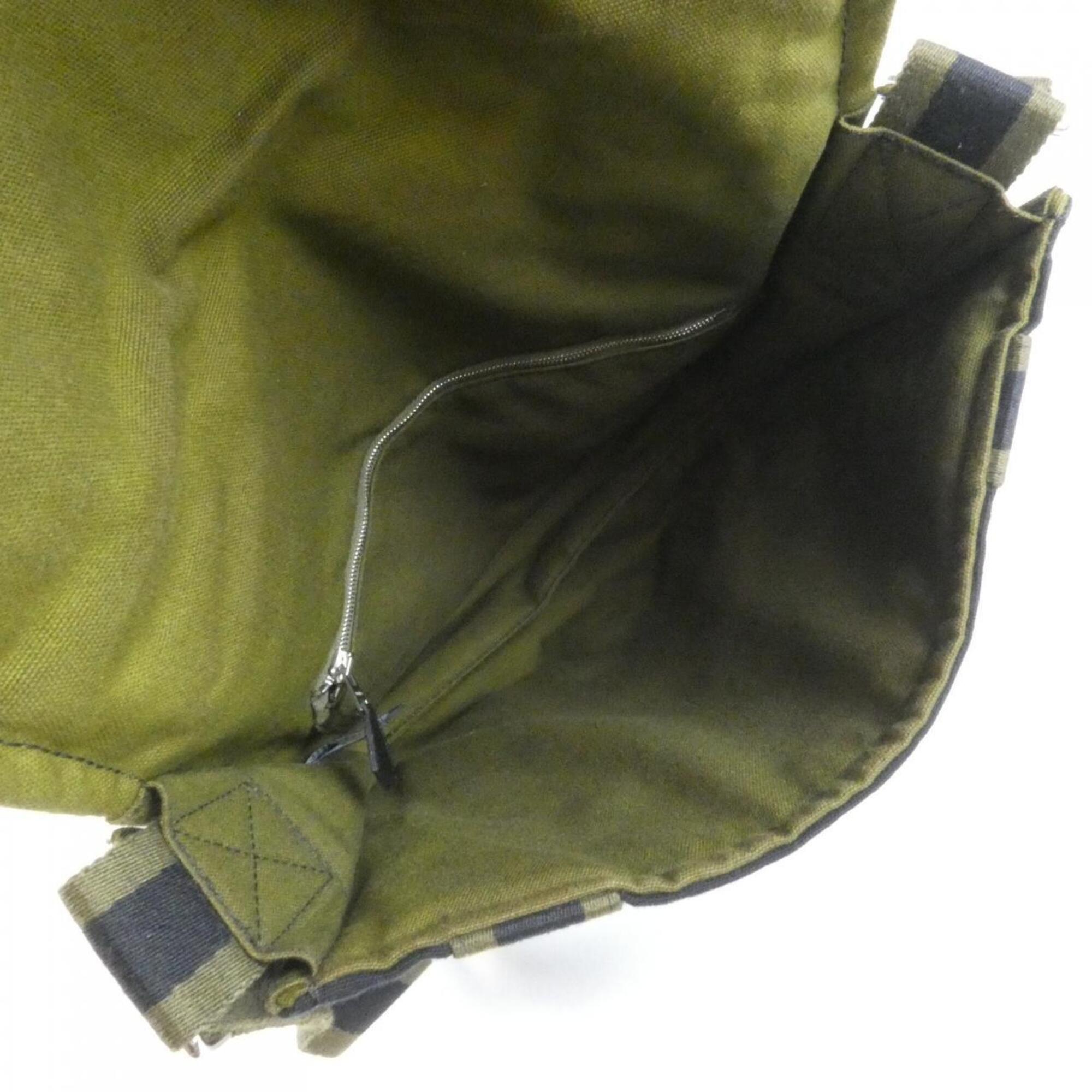 Hermes Black Khaki Canvas Shoulder Bag (Pre-Owned)