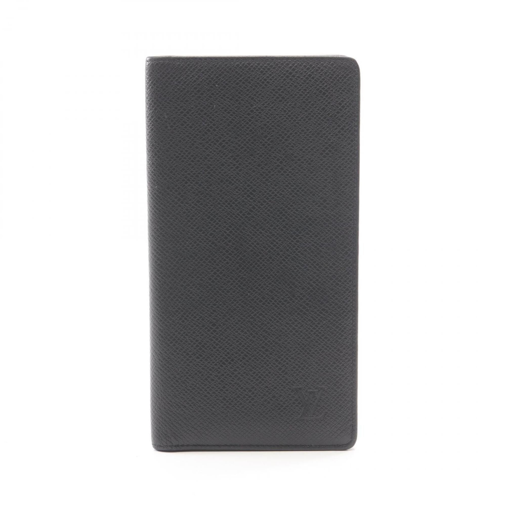 Louis Vuitton Black Leather Long Wallet (Bi-Fold) (Pre-Owned)
