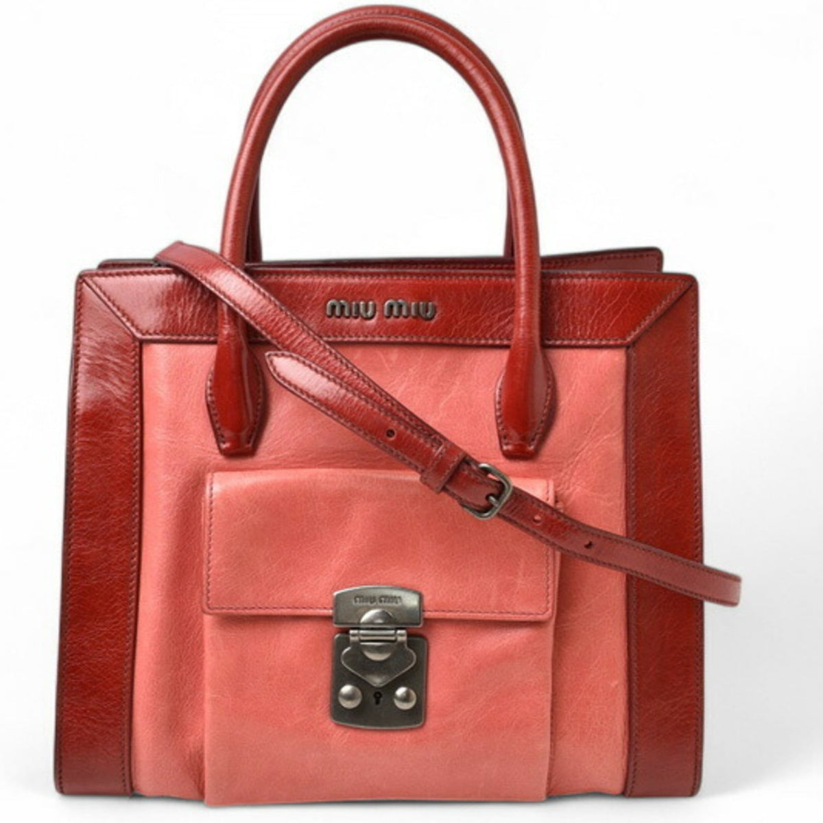 Miu Miu Leather Handbag Shoulder Bag Tote Bag (Pre-Owned)