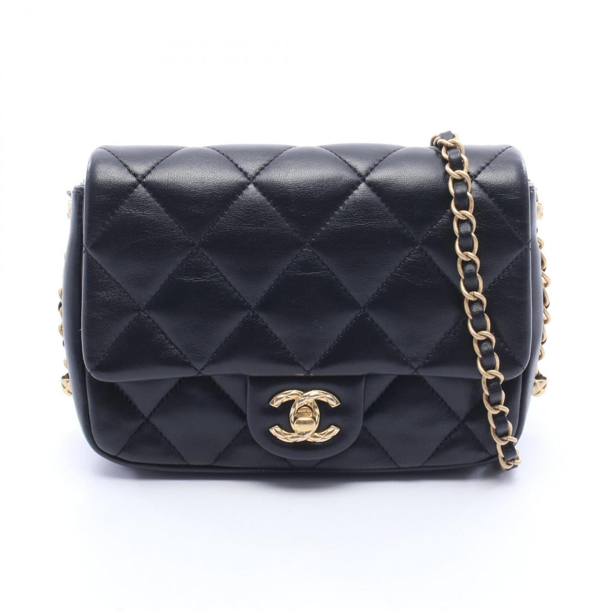 Chanel Black Leather Handbag Shoulder Bag (Pre-Owned)