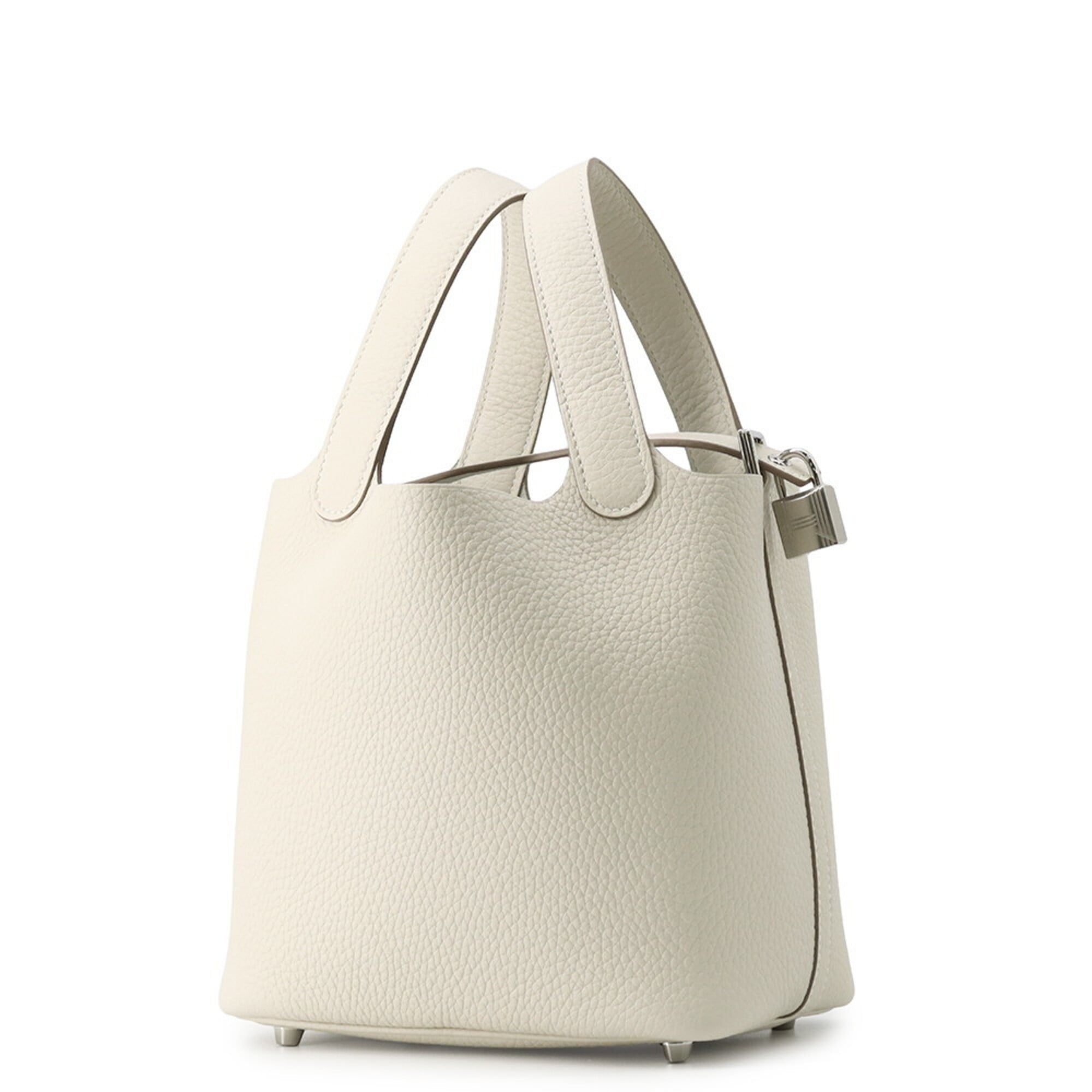 Hermes Ivory Taurillon Clemence Leather Handbag Tote Bag