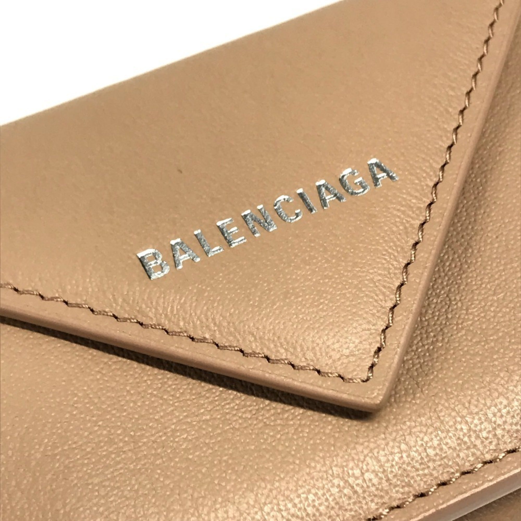 Balenciaga Beige Leather Wallet (Tri-Fold) (Pre-Owned)