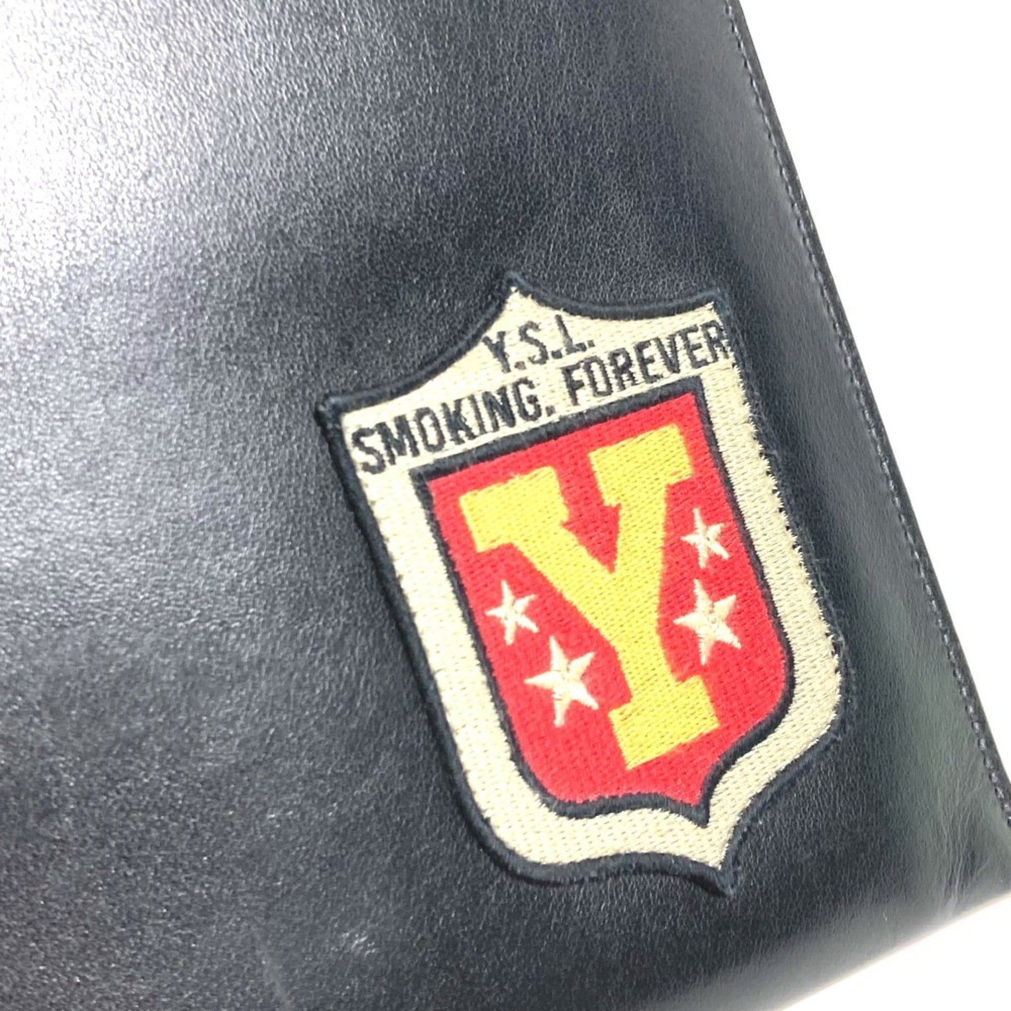 Yves Saint Laurent Black Leather Clutch Bag Pouch (Pre-Owned)