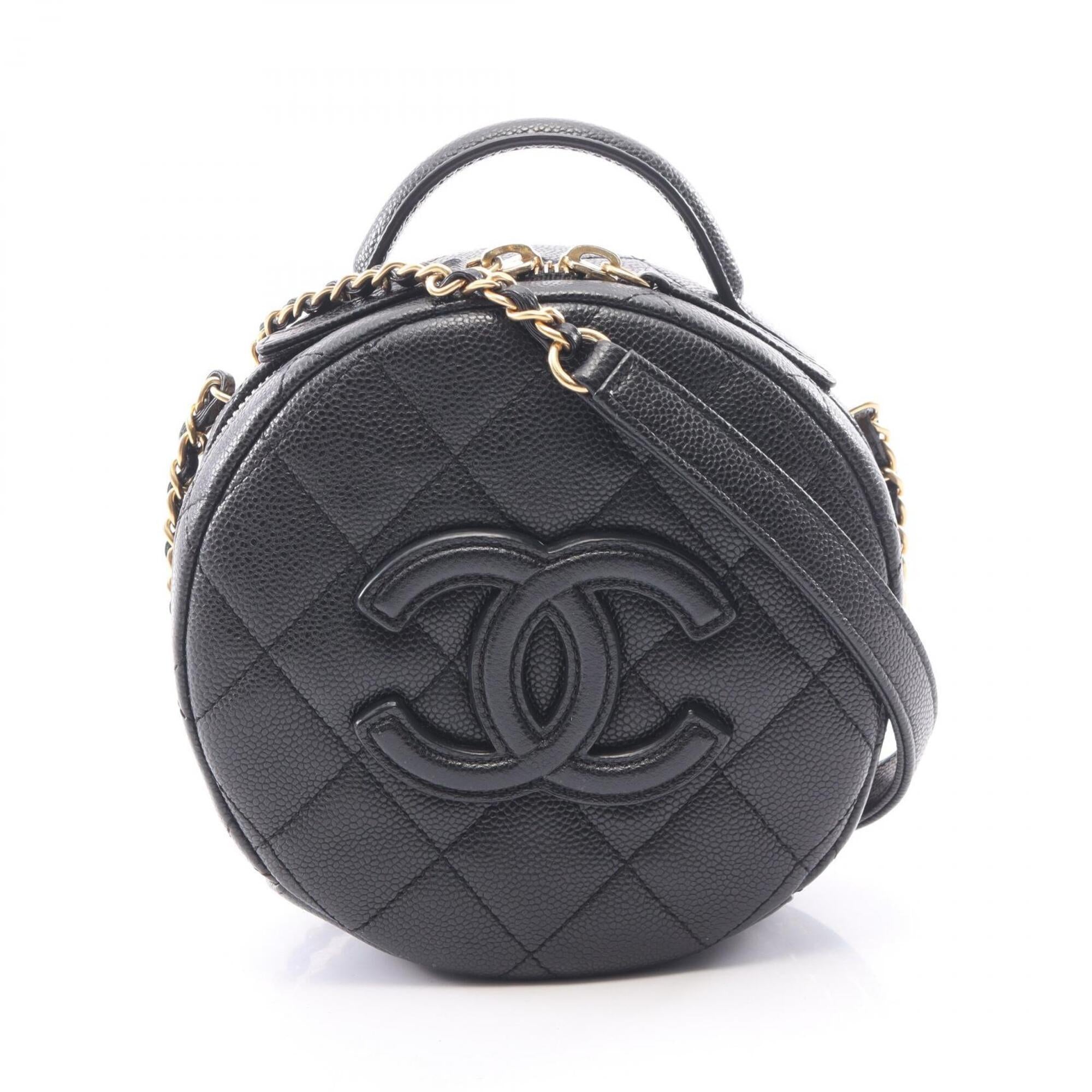 Chanel Black Grained Calfskin Handbag Shoulder Bag (Pre-Owned)