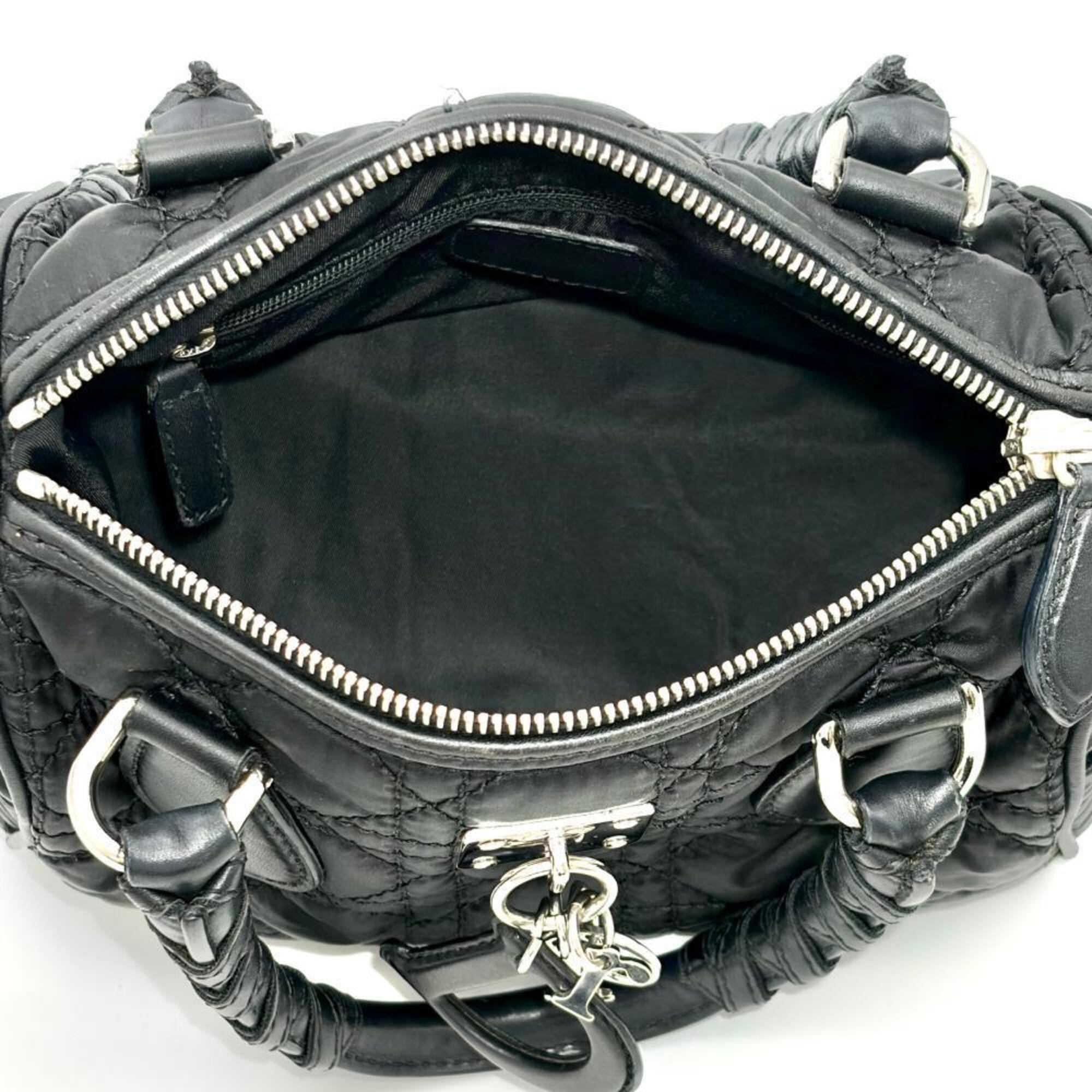 Christian Dior Lovely Black Nylon Leather Handbag (Pre-Owned)