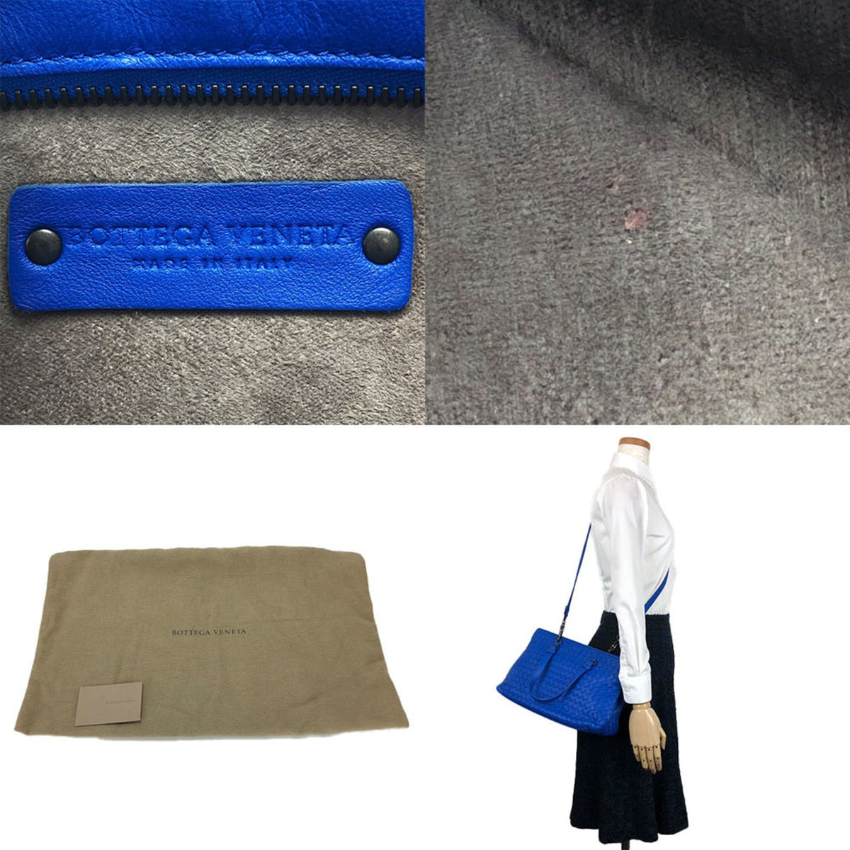 Bottega Veneta Intrecciato Blue Intrecciato Handbag (Pre-Owned)