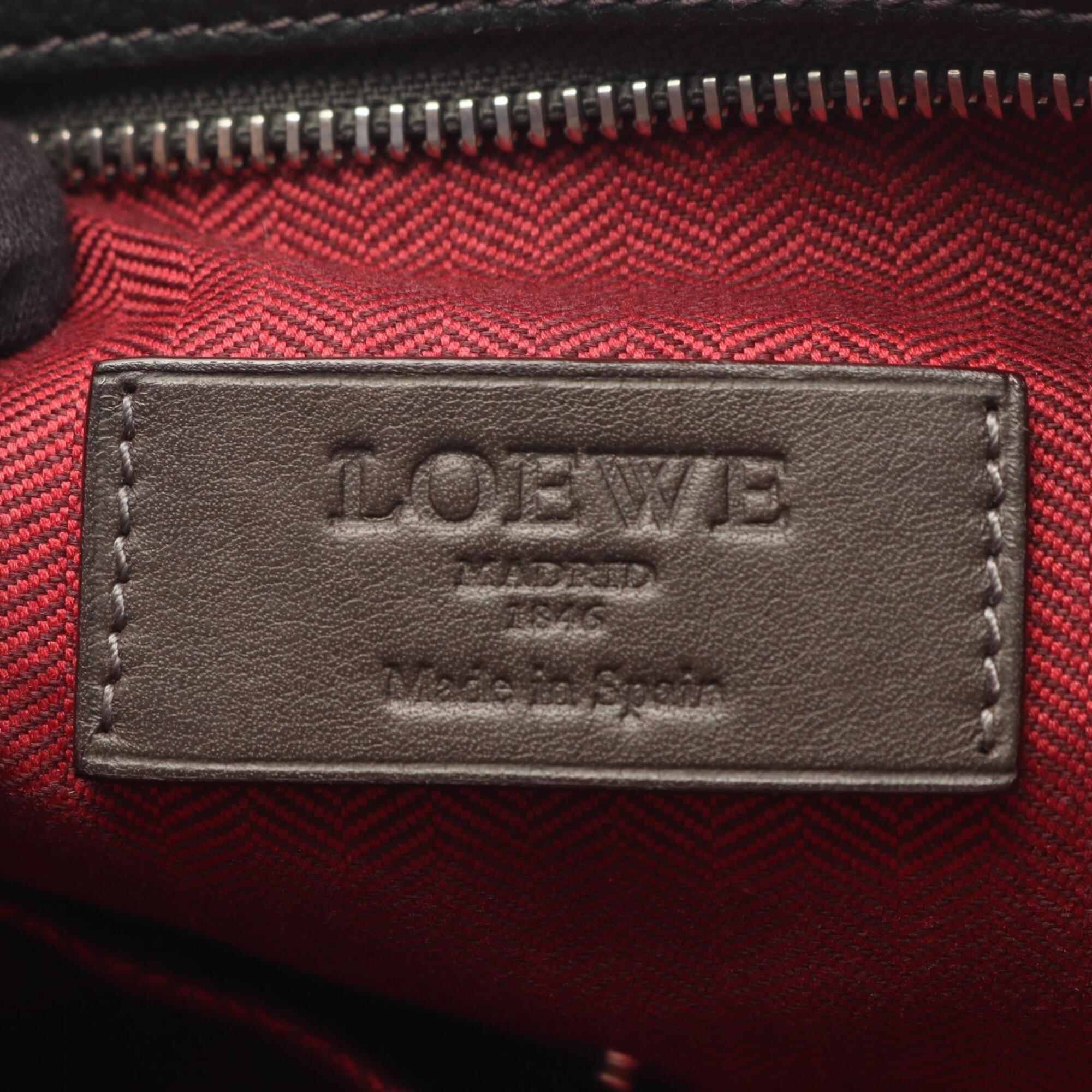 Loewe Brown Green Leather Handbag Shoulder Bag (Pre-Owned)