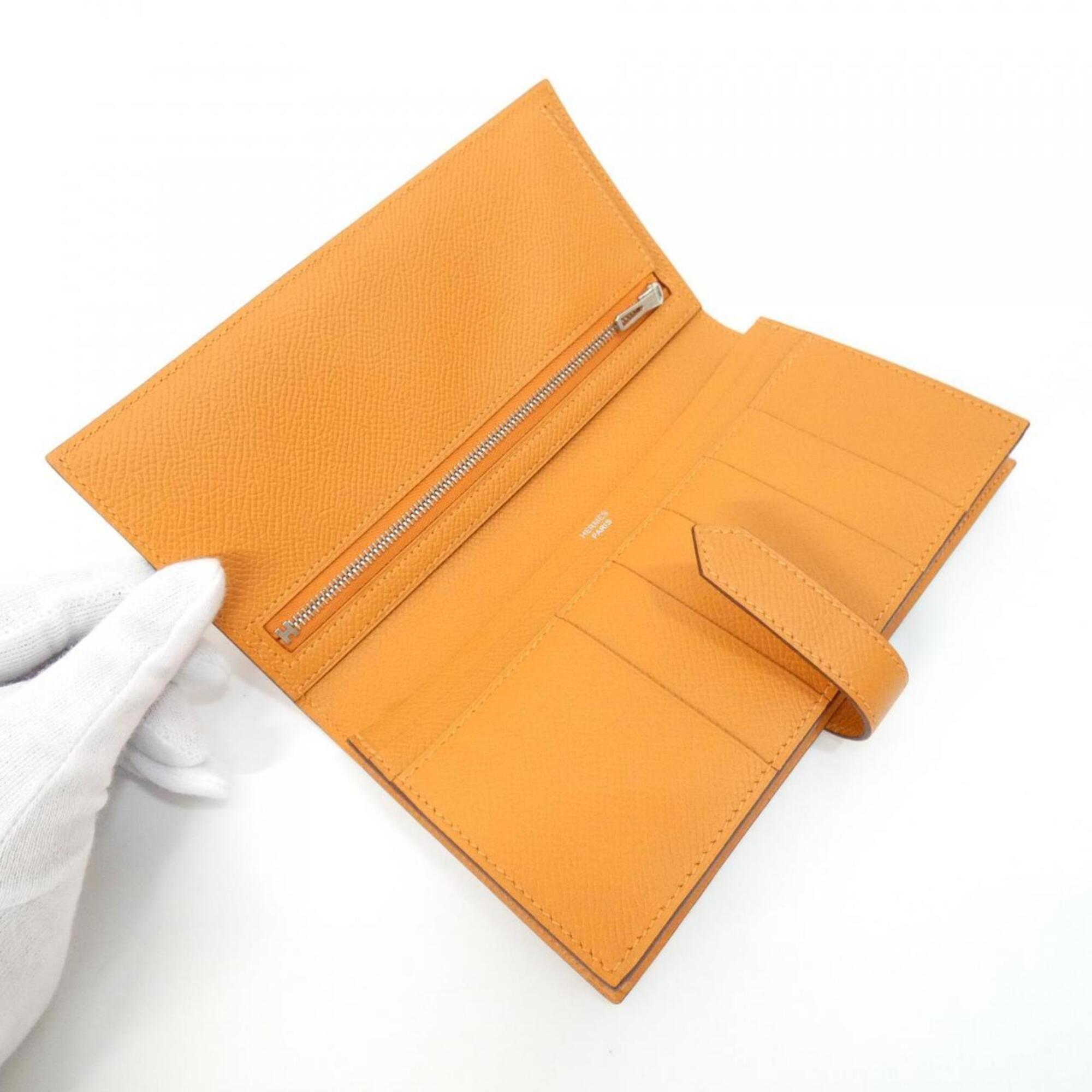 Hermes Orange Epsom Leather Long Wallet (Bi-Fold) (Pre-Owned)