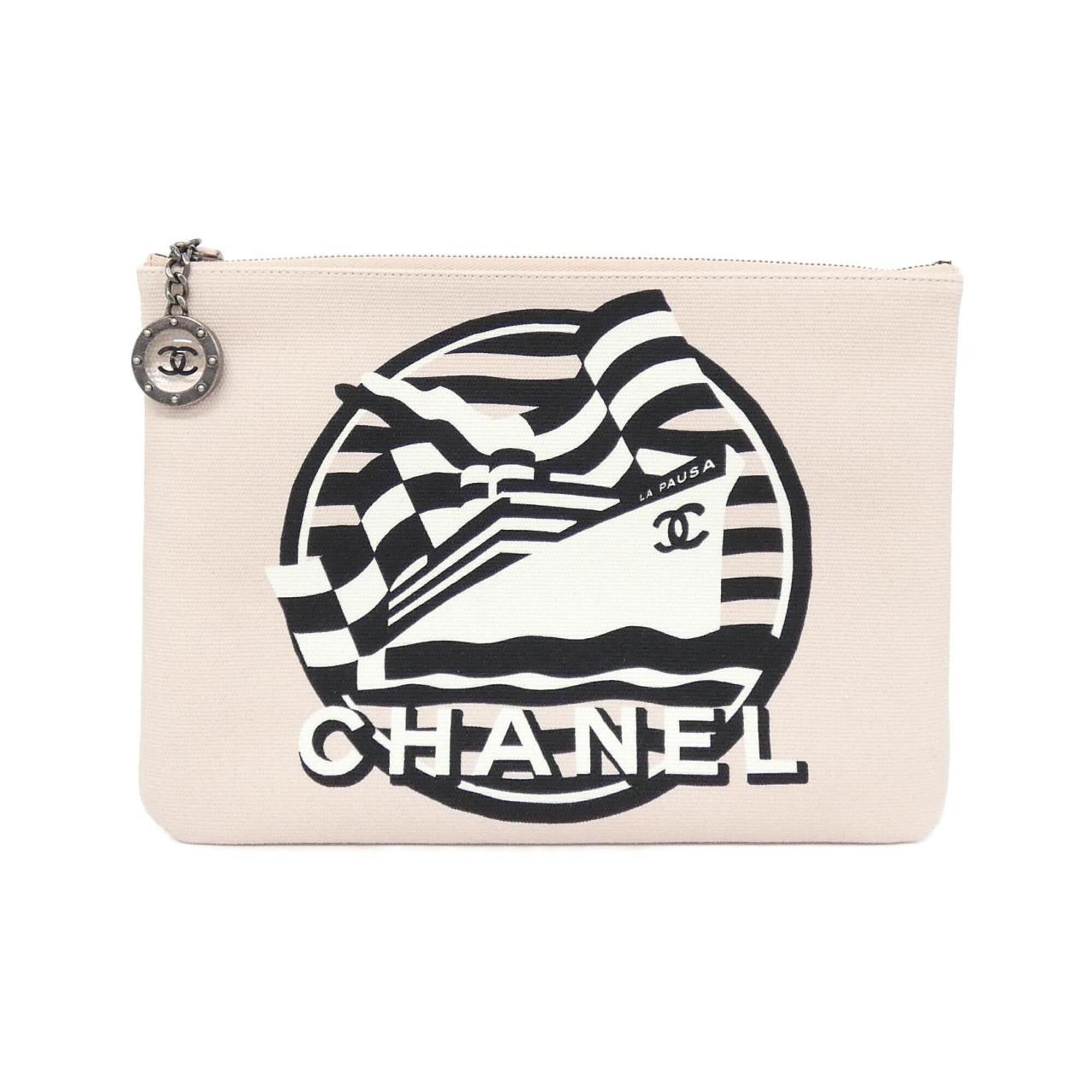 Chanel Black Pink White Canvas Handbag Pouch (Pre-Owned)