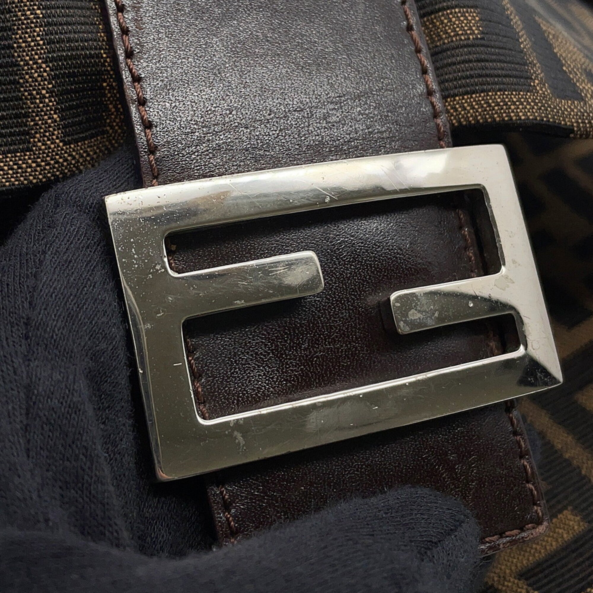 Fendi Brown Zucca Handbag Shoulder Bag (Pre-Owned)
