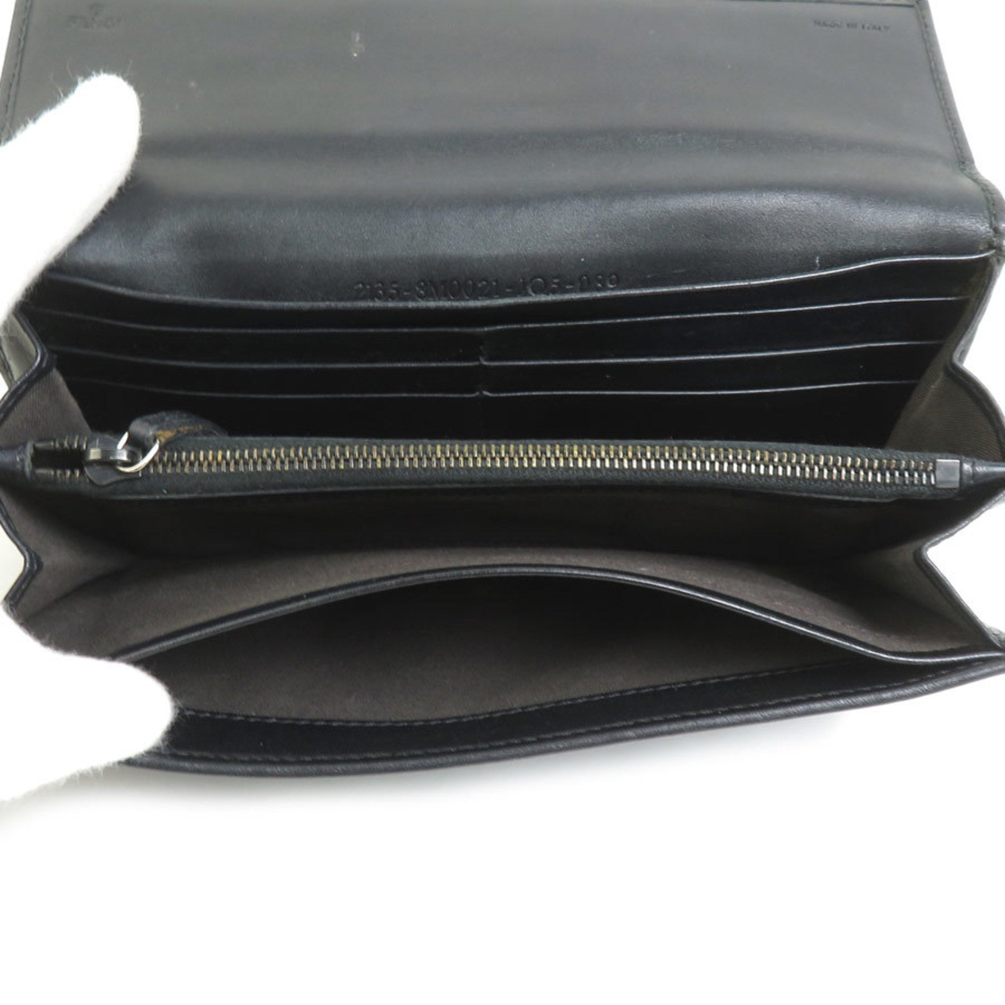 Fendi Black Canvas Leather Long Wallet (Tri-Fold) (Pre-Owned)