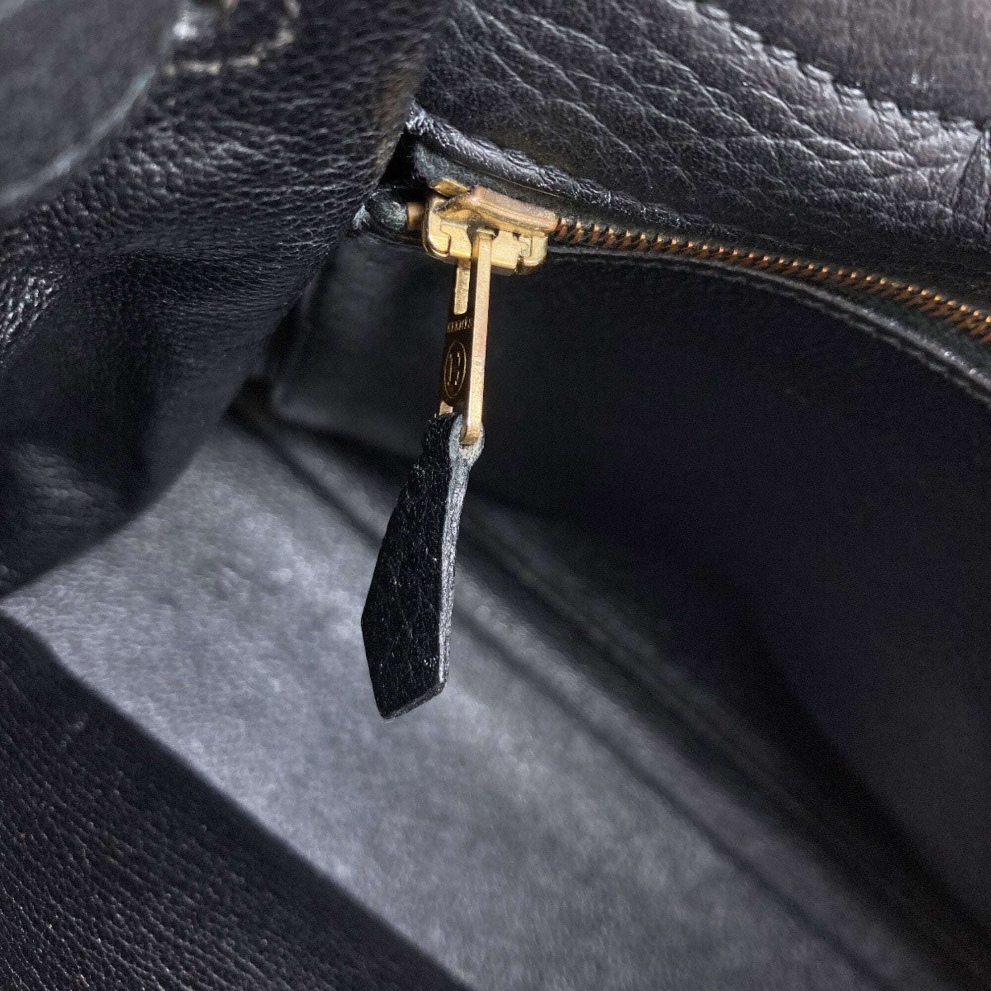 Hermes Kelly Black Taurillon Clemence Leather Handbag (Pre-Owned)