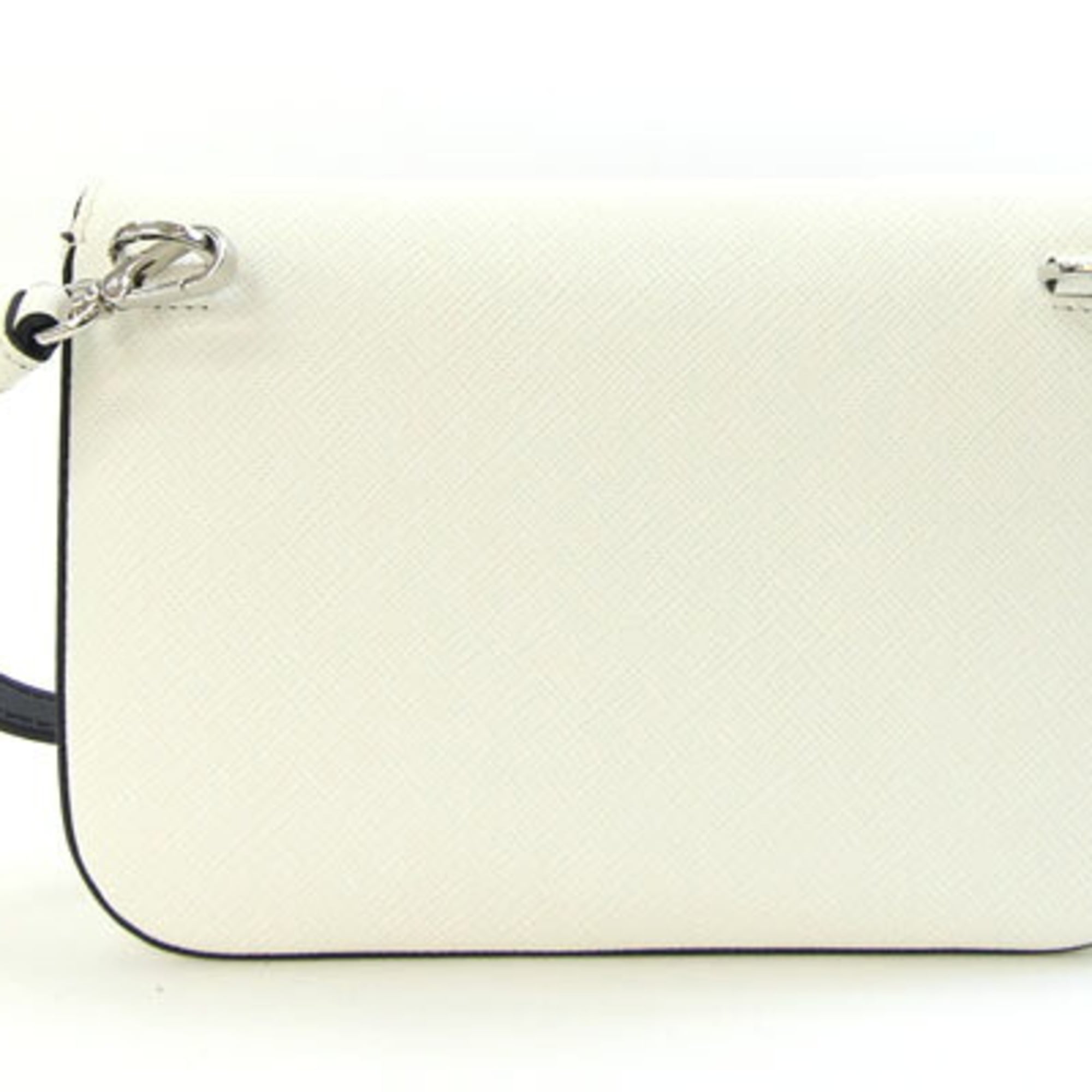 Prada Black White Leather Pochette Shoulder Bag (Pre-Owned)
