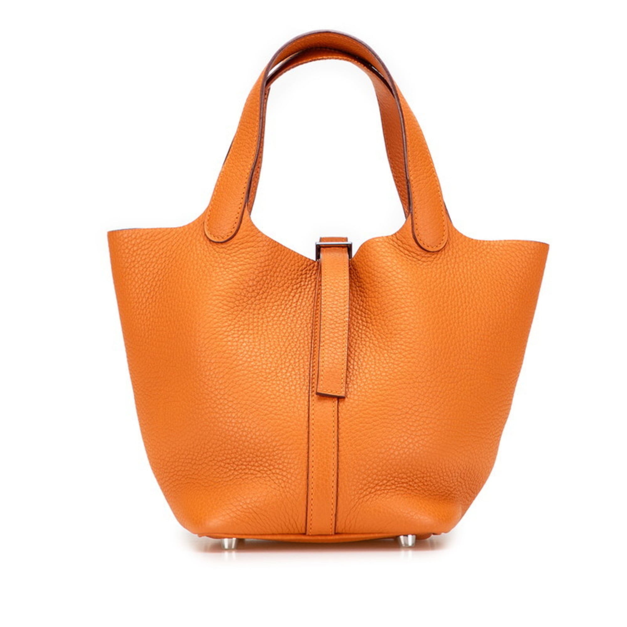 Hermes Picotin Orange Potiron Taurillon Clemence Leather Handbag (Pre-Owned)