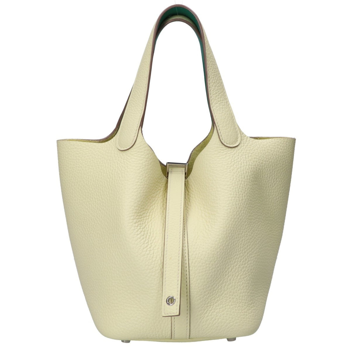 Hermes Silver Taurillon Clemence Leather Handbag (Pre-Owned)