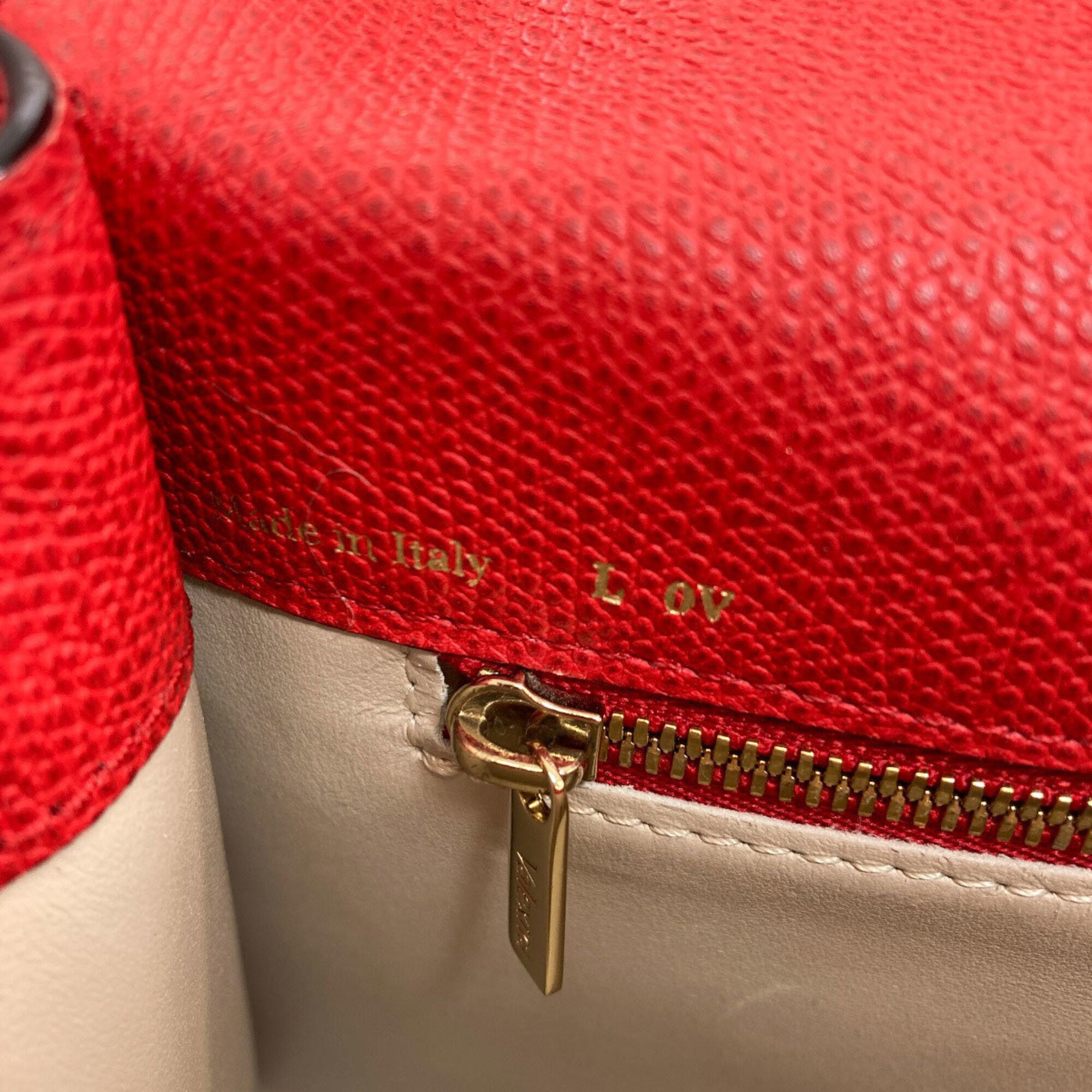Valextra Red Color Leather Handbag (Pre-Owned)
