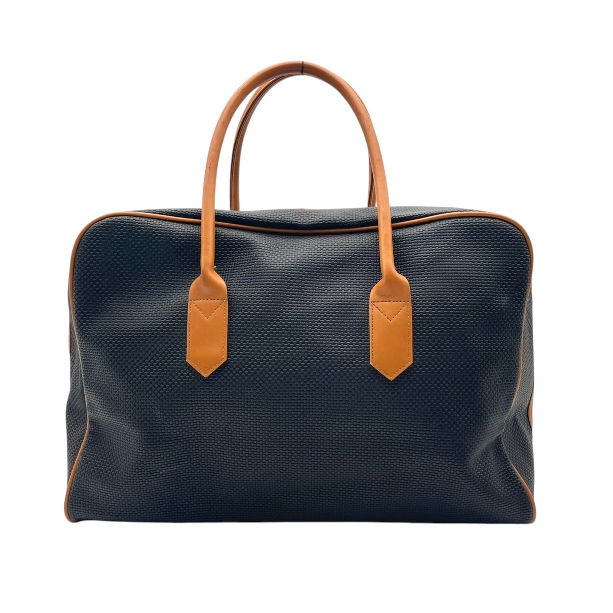 Yves Saint Laurent Black Brown Pvc Leather Boston Bag Handbag (Pre-Owned)