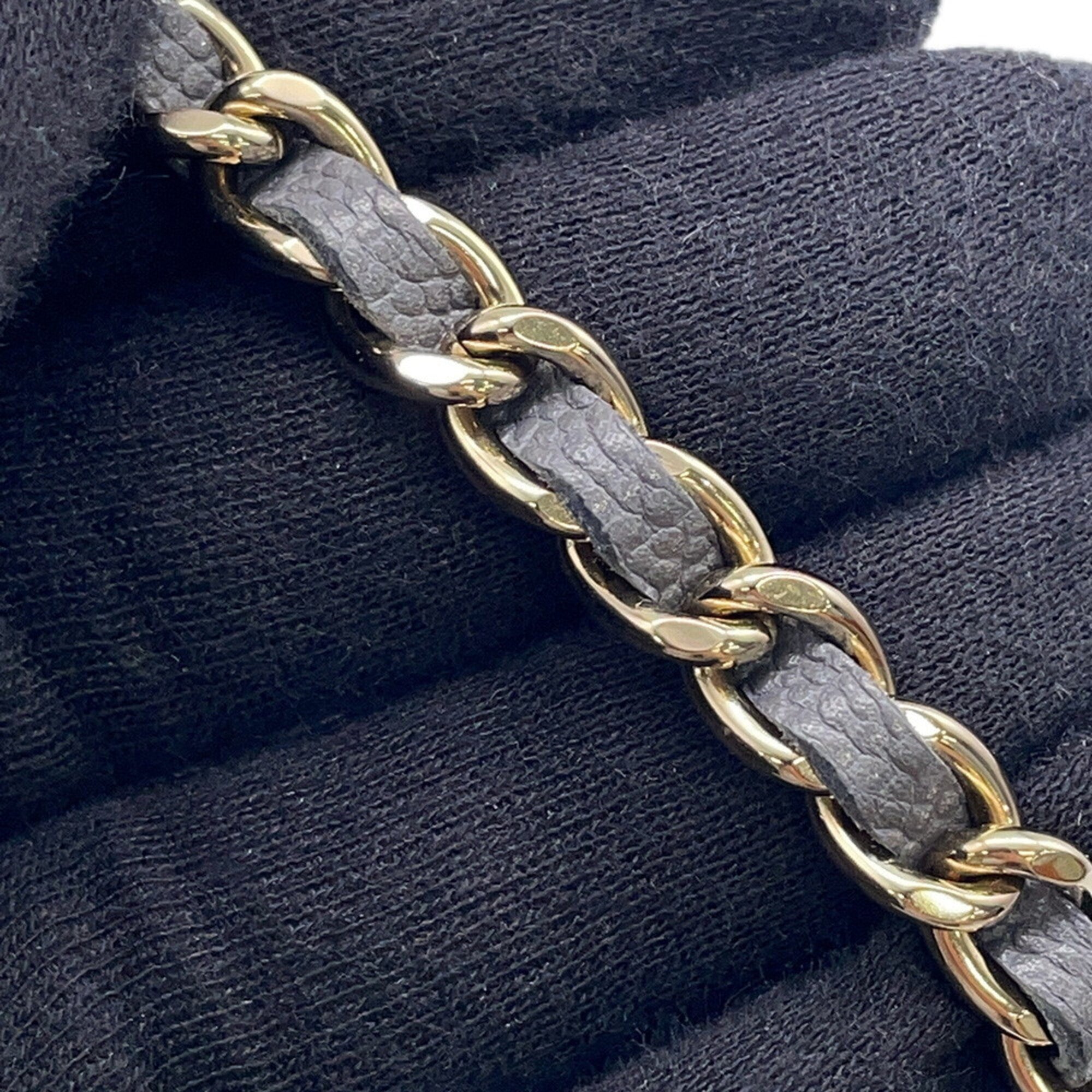 Chanel Gray Grained Calfskin Chain/Shoulder Wallet (Pre-Owned)