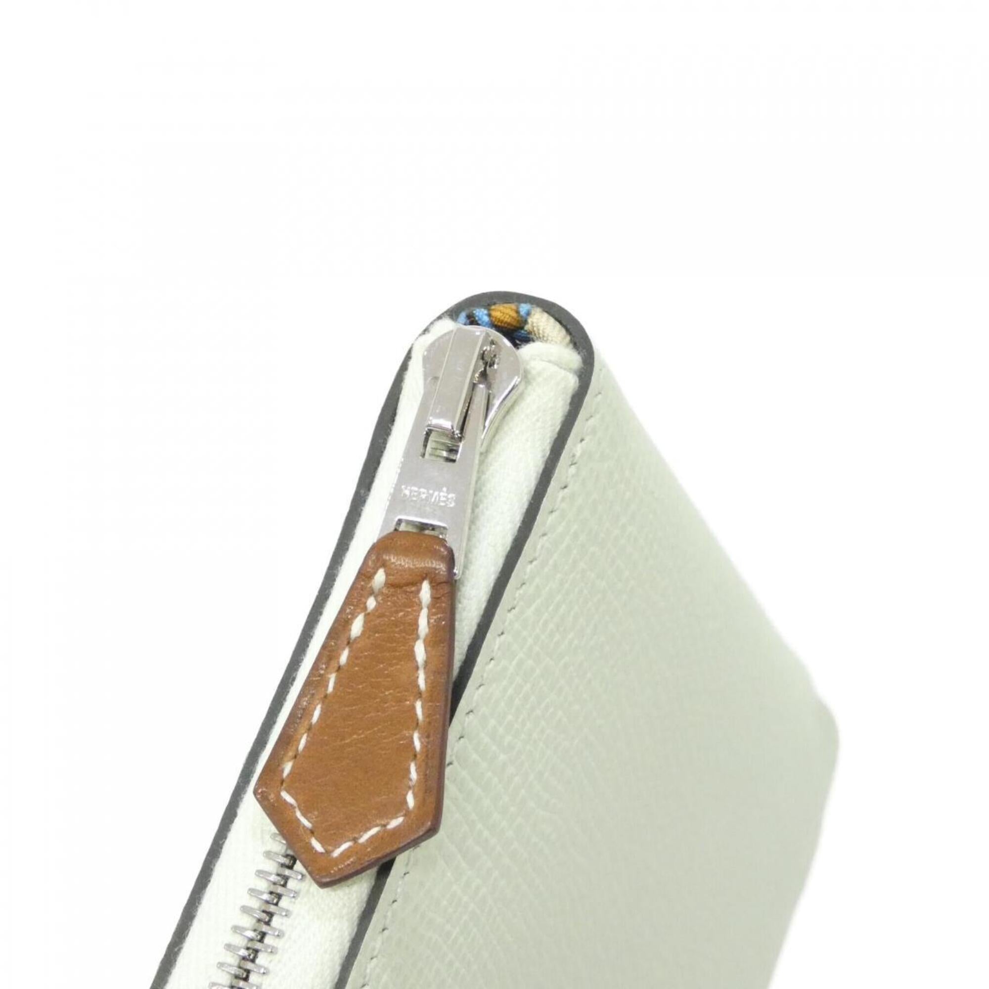 Hermes Blue Paradise Green Epsom Leather Silk Wallet (Bi-Fold) (Pre-Owned)