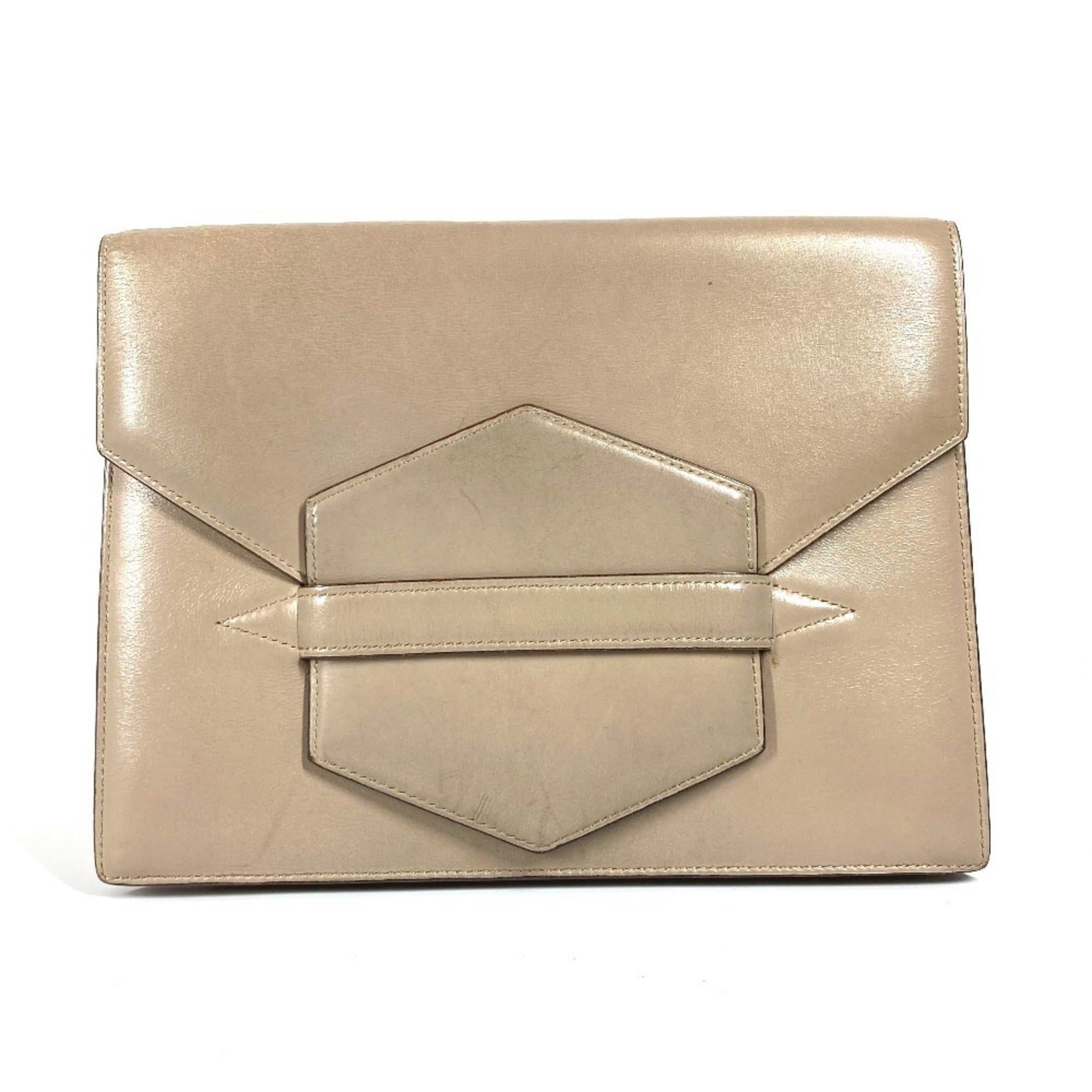 Hermes Beige Leather Clutch Bag (Pre-Owned)