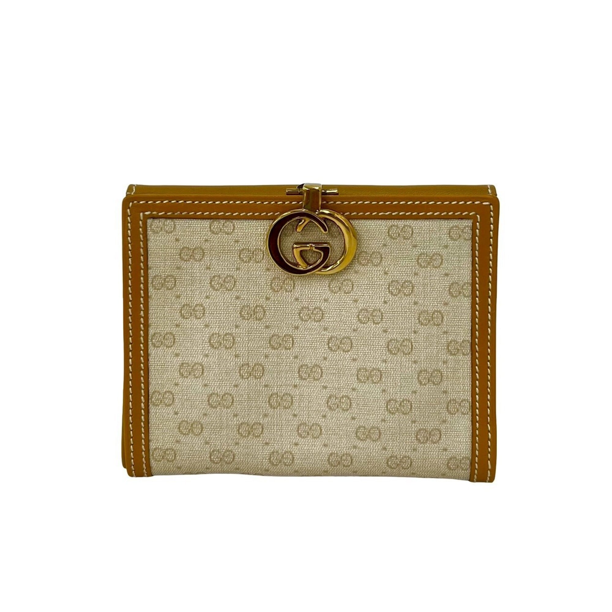 Gucci Beige Ivory Leather Pvc Wallet (Bi-Fold) (Pre-Owned)