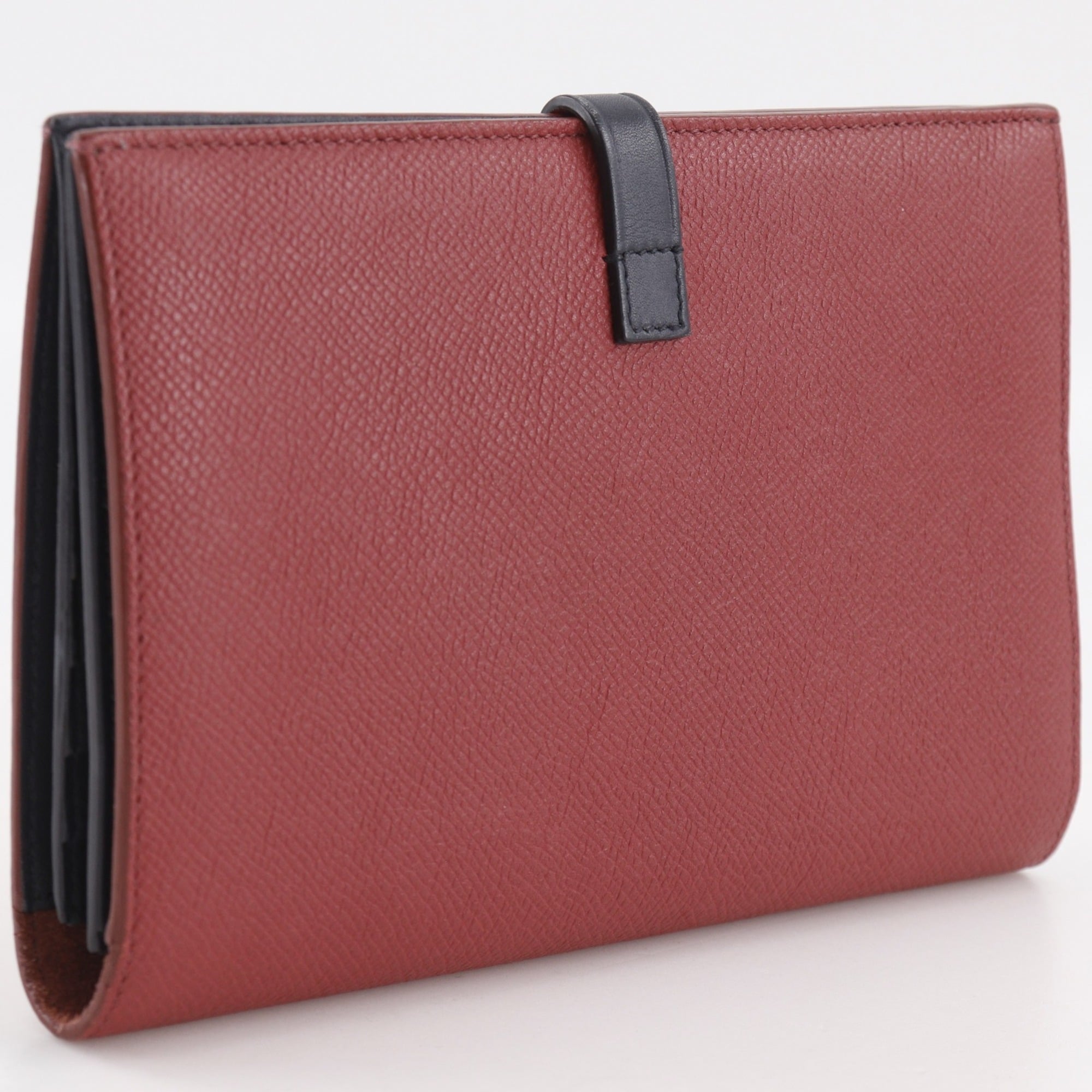 Celine Red Color Leather Long Wallet (Bi-Fold) (Pre-Owned)