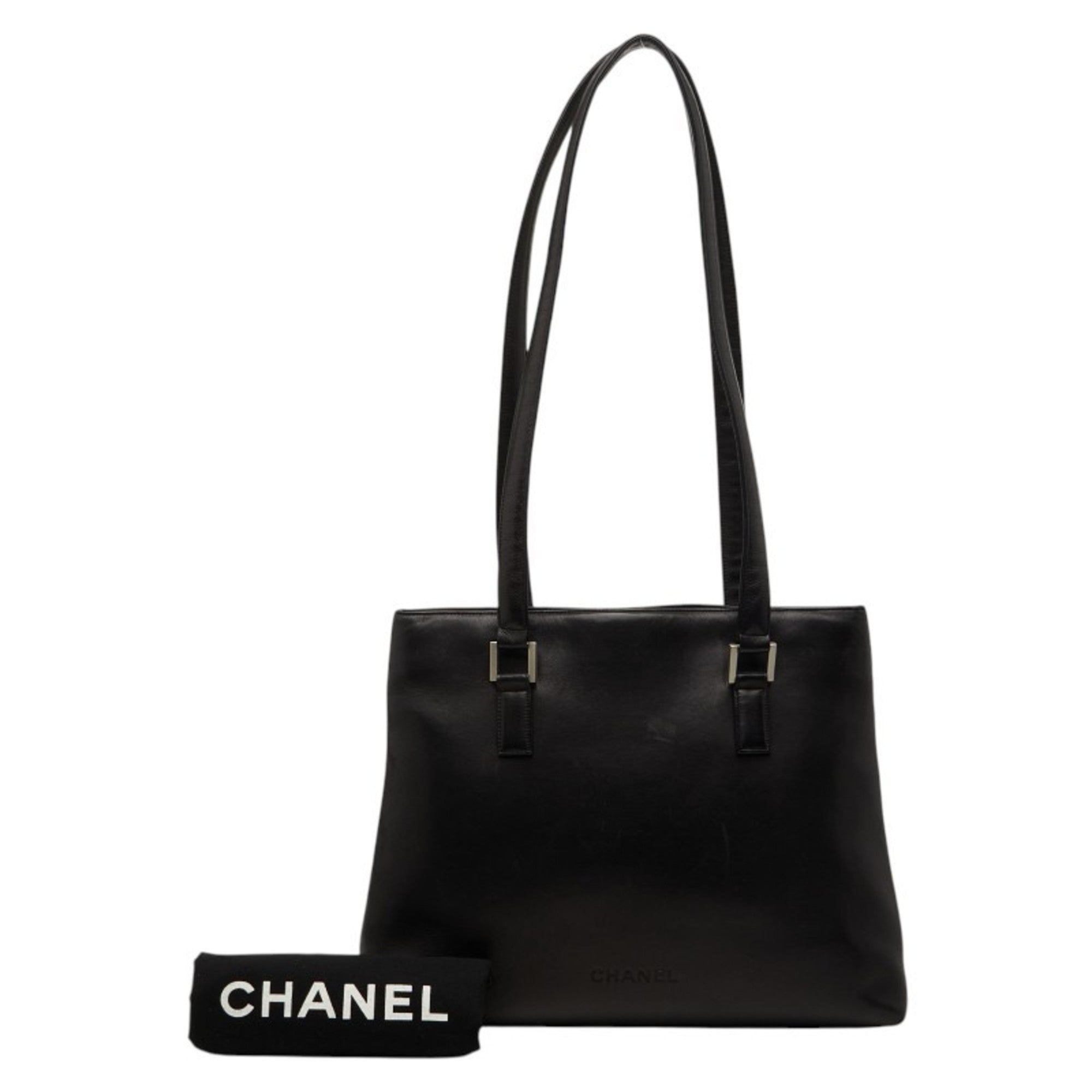 Chanel Black Leather Shoulder Bag Tote Bag (Pre-Owned)