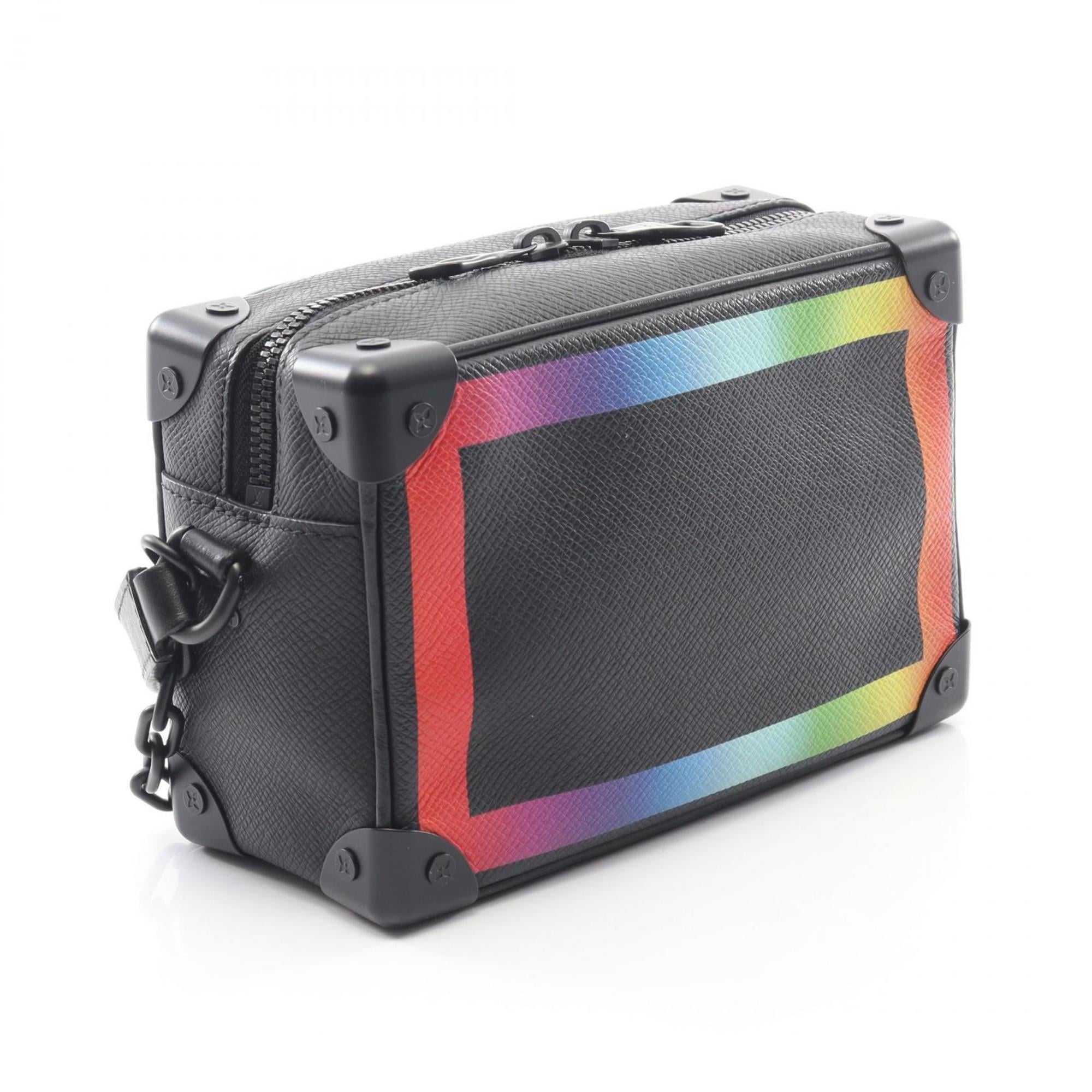 Louis Vuitton Black Multi-Color Taiga Leather Handbag Shoulder Bag (Pre-Owned)