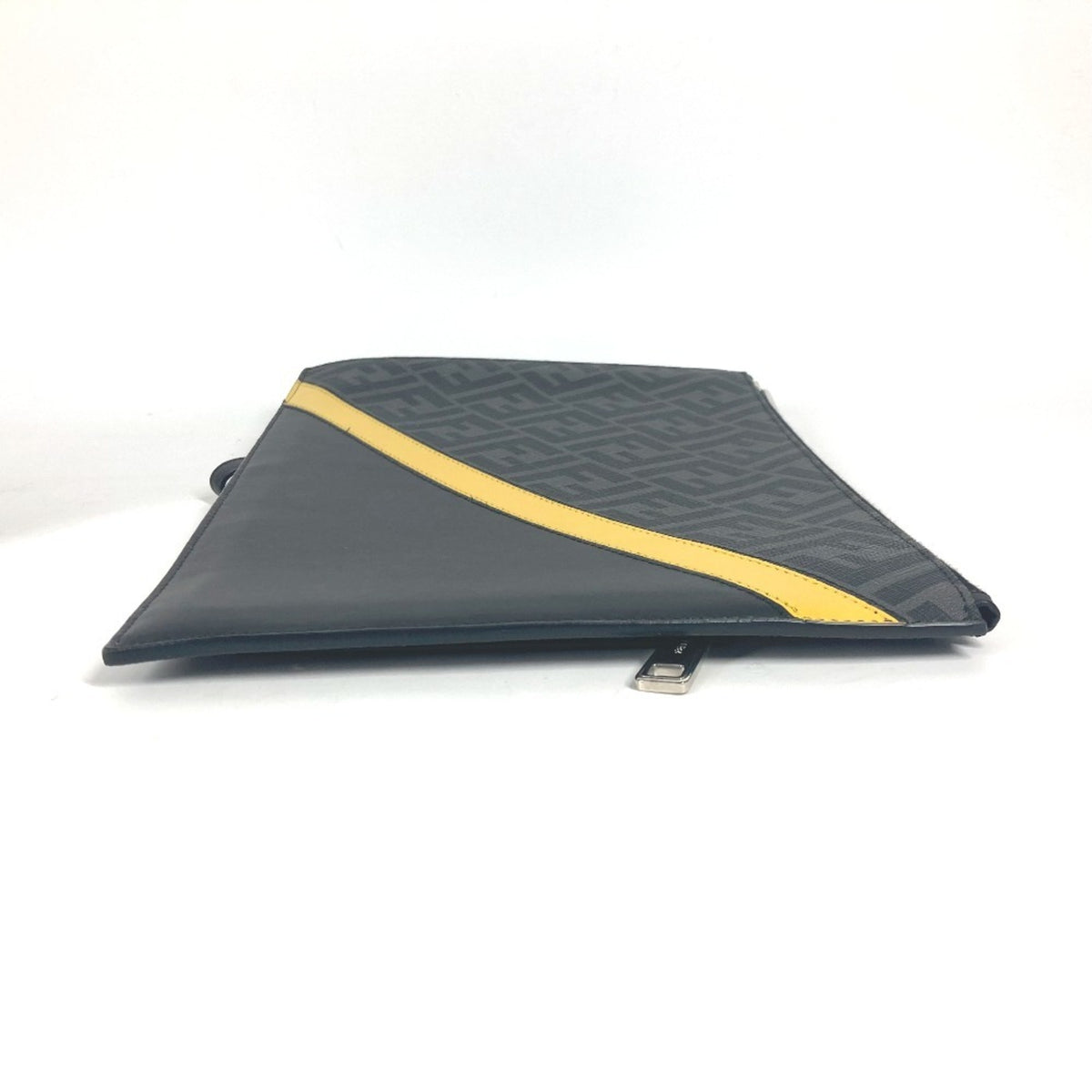 Fendi Black Gray Yellow Leather Clutch Bag Pouch (Pre-Owned)