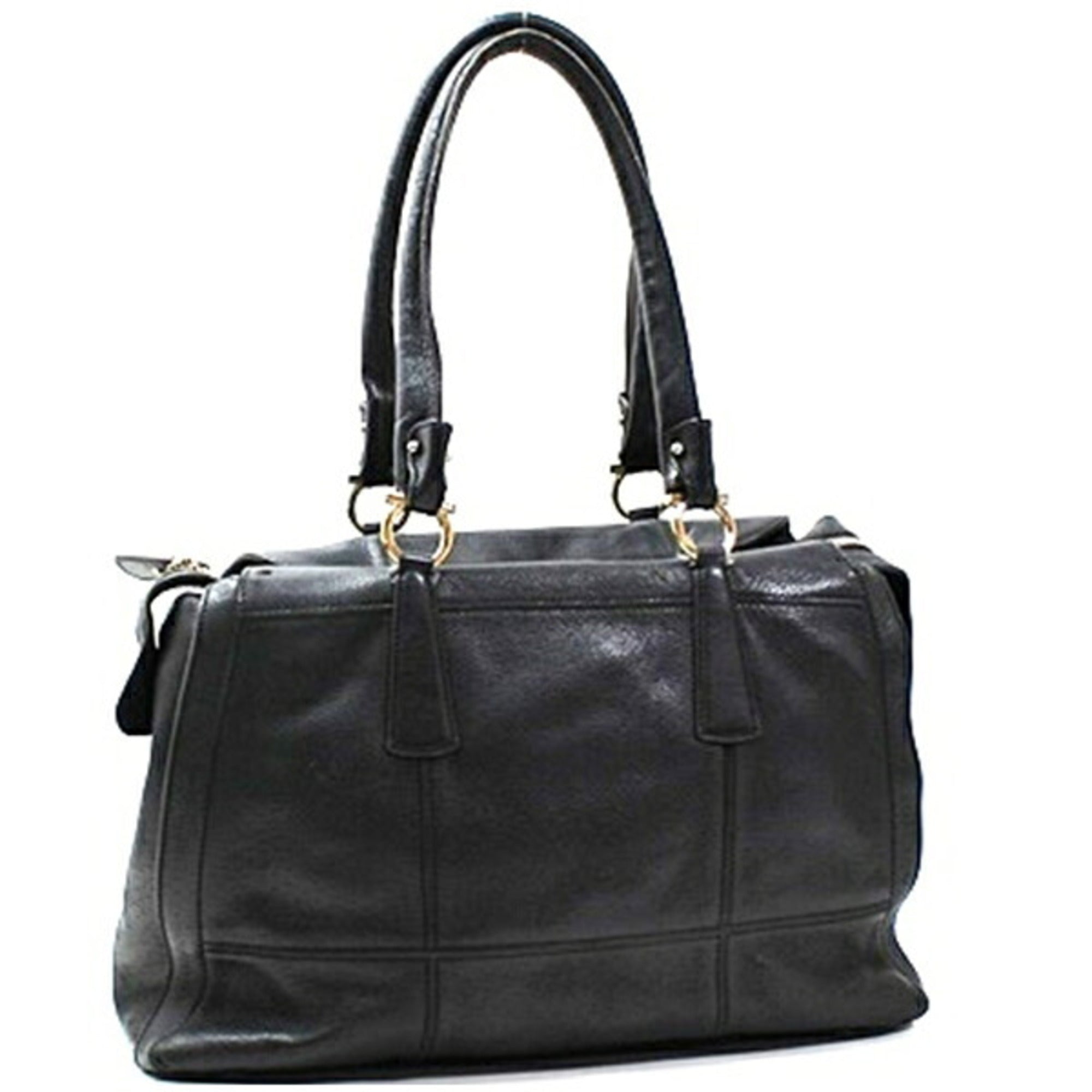 Salvatore Ferragamo Light Brown Navy Leather Tote Bag (Pre-Owned)