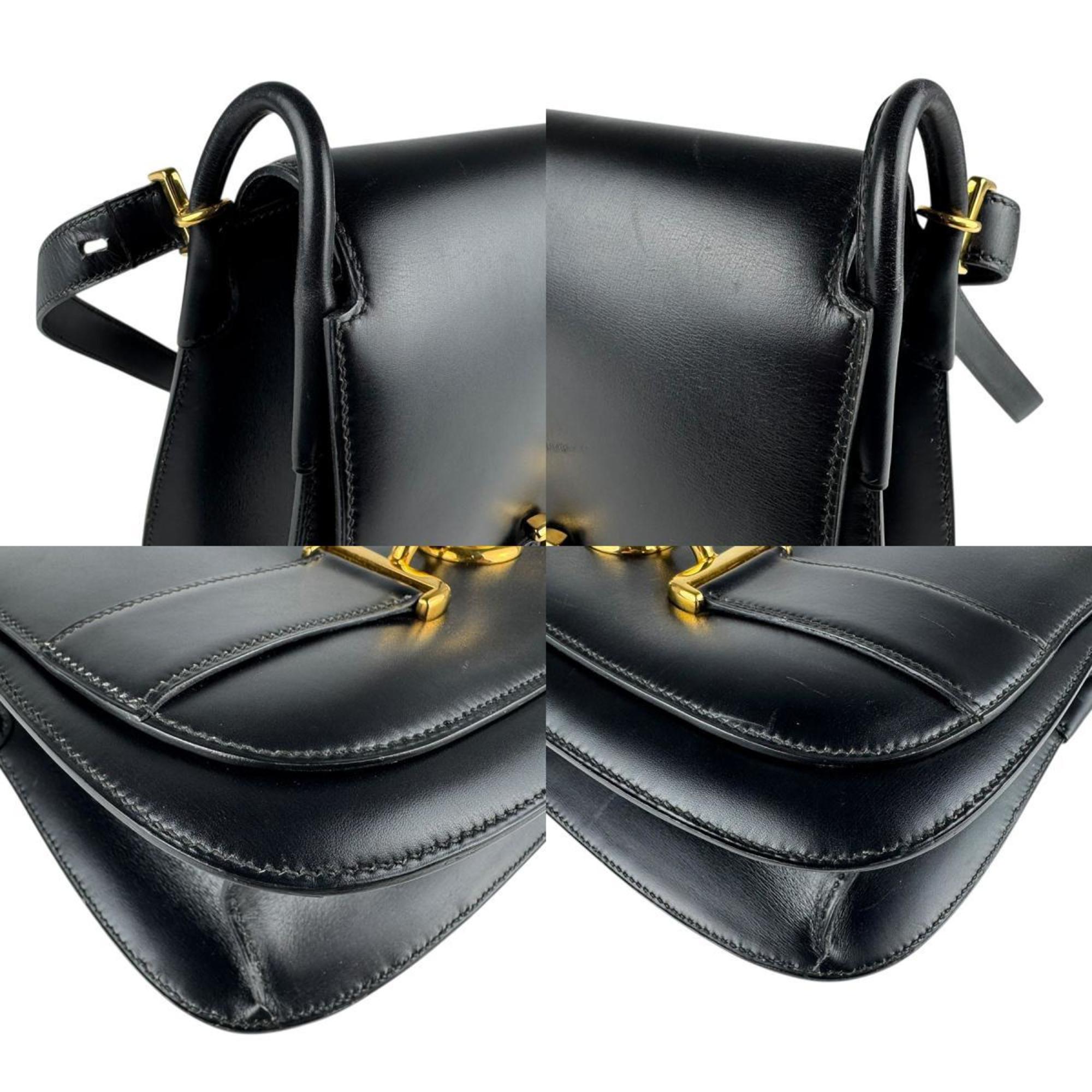 Hermes Black Box Calf Leather Shoulder Bag (Pre-Owned)