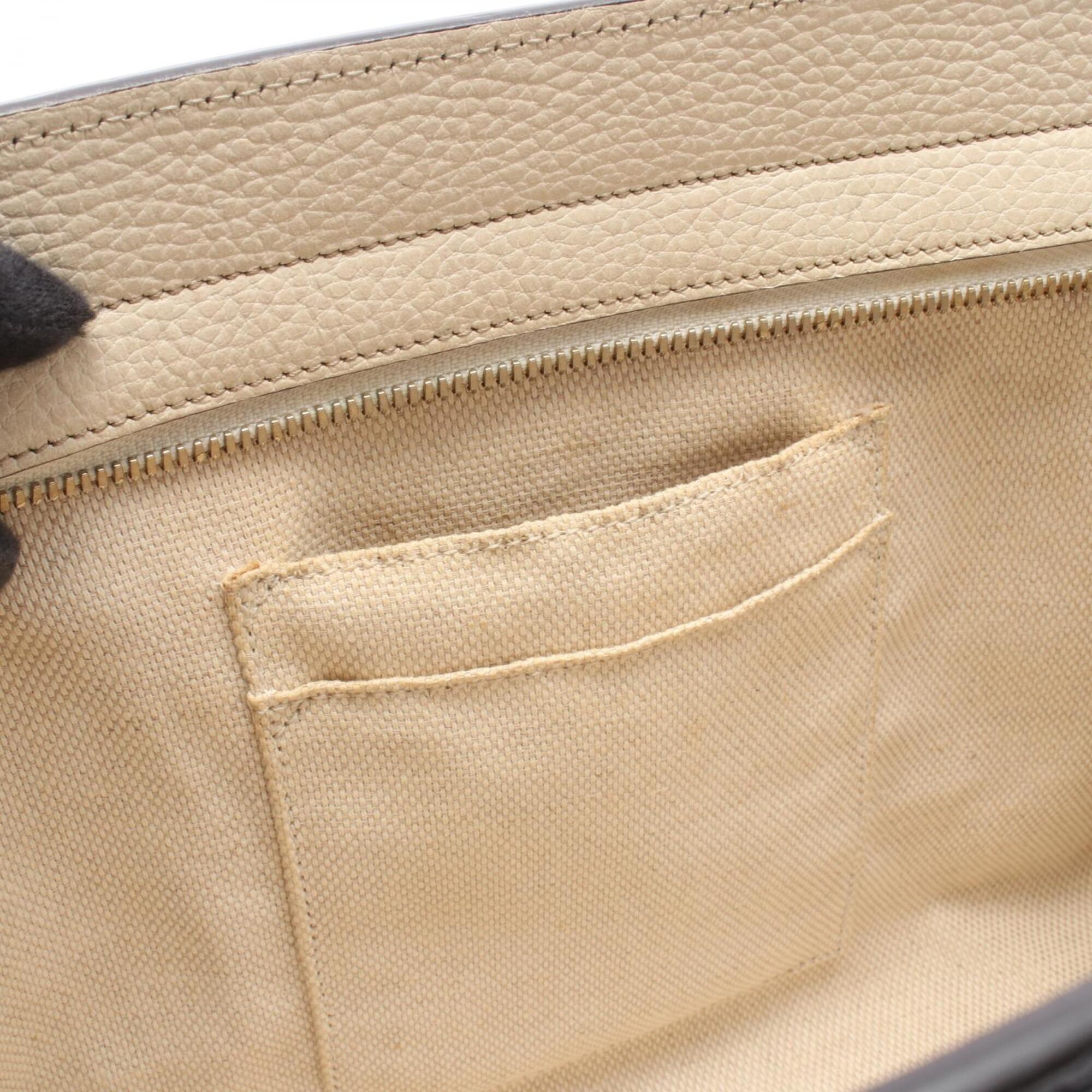 Gucci Ivory Navy Red Color Leather Handbag (Pre-Owned)
