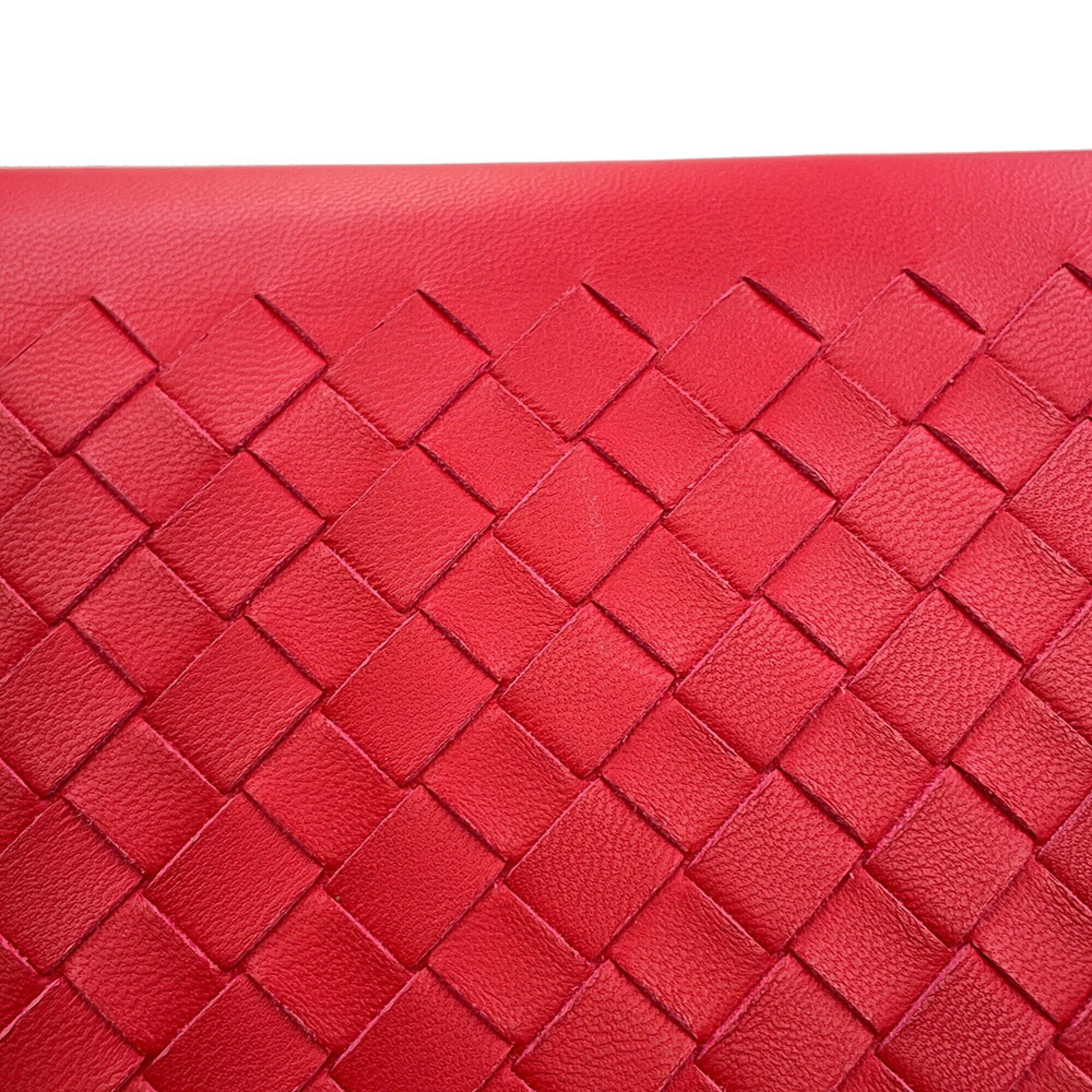 Bottega Veneta Red Color Leather Chain/Shoulder Wallet (Pre-Owned)