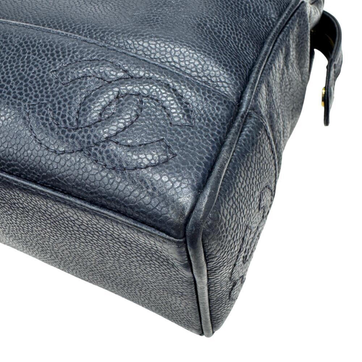 Chanel Navy Grained Calfskin Tote Bag (Pre-Owned)