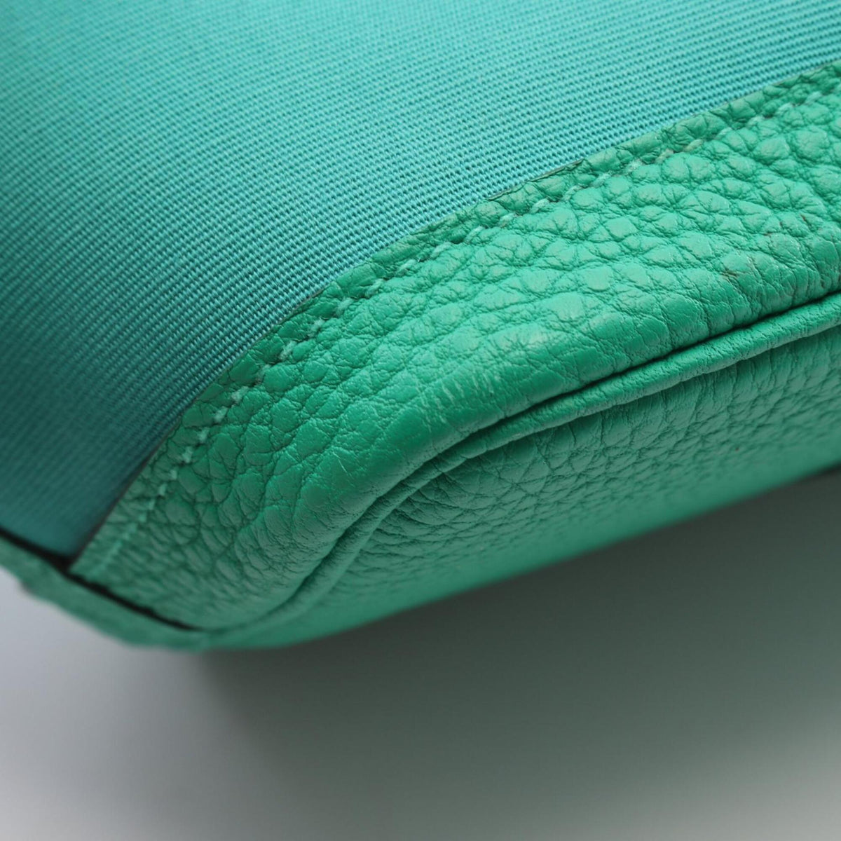 Hermes Green Toile Officier Negonda Leather Handbag Tote Bag (Pre-Owned)
