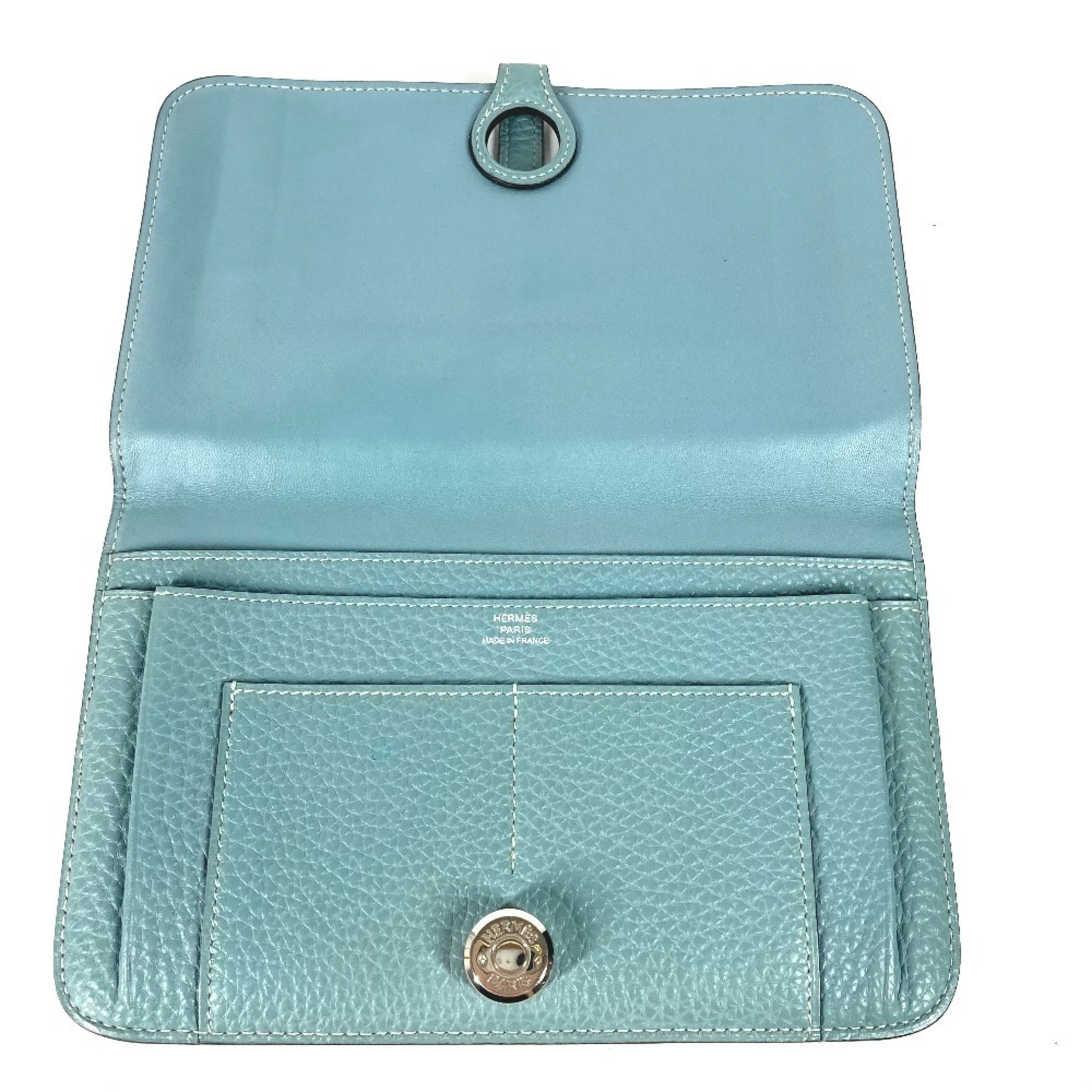 Hermes Dogon Duo Blue Togo Leather Long Wallet (Bi-Fold) (Pre-Owned)