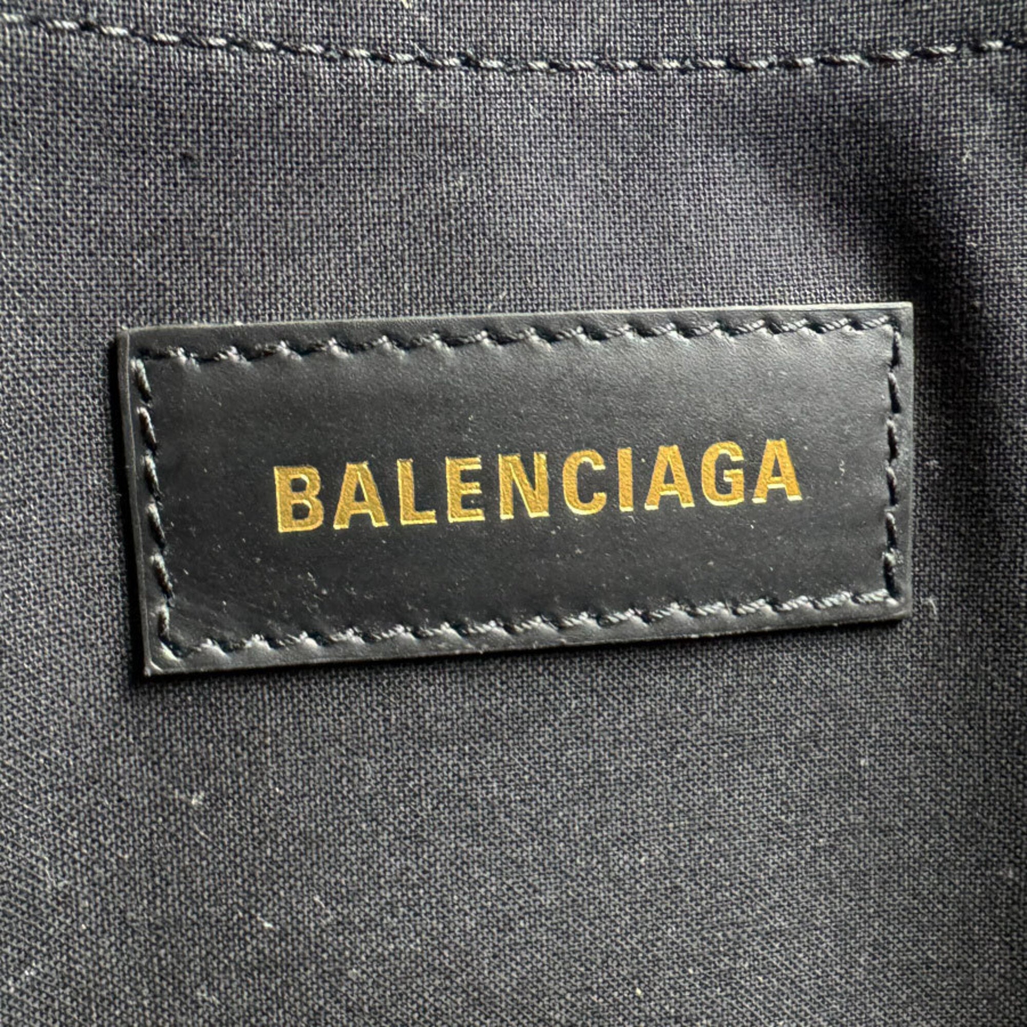 Balenciaga Black Ivory Canvas Leather Handbag (Pre-Owned)