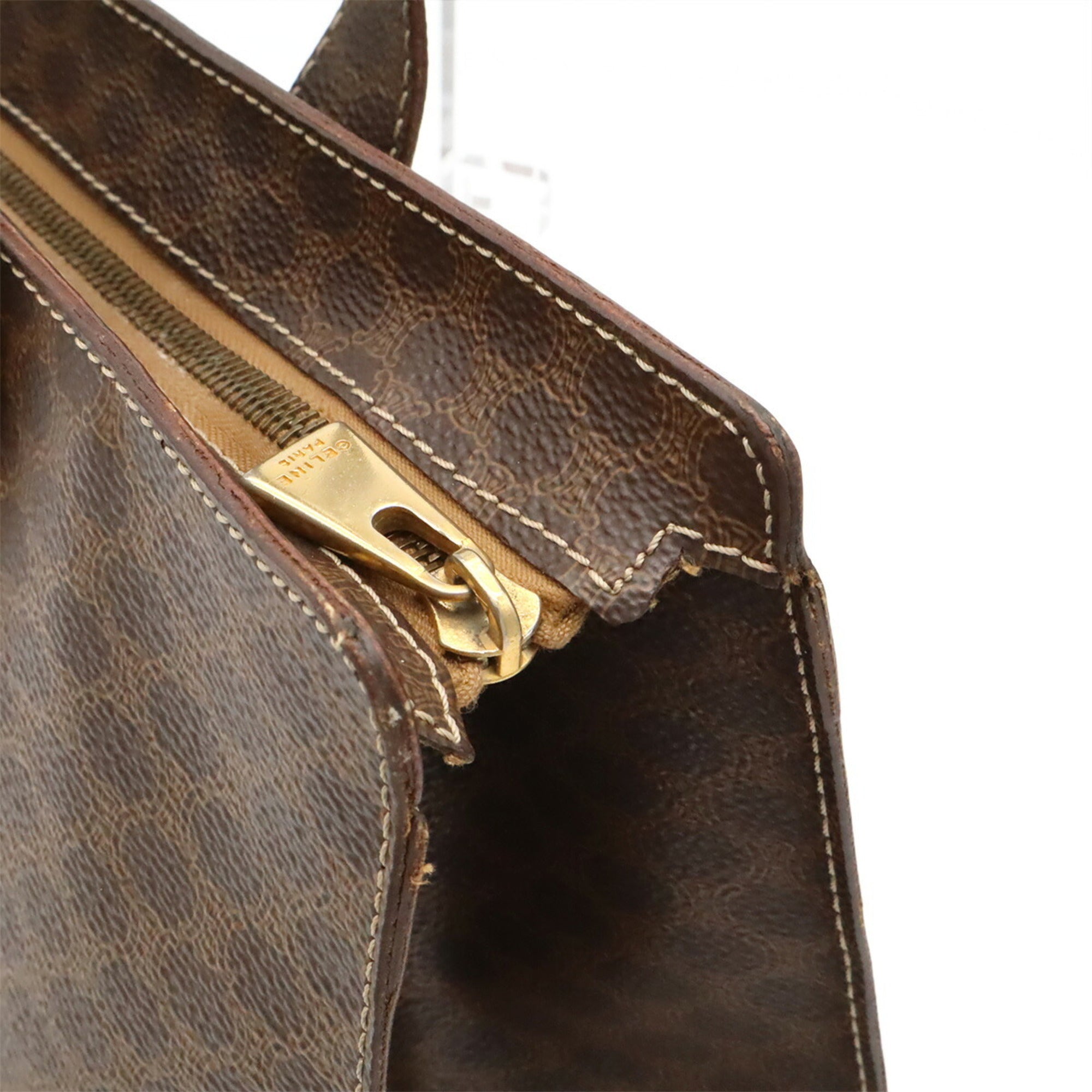 Celine Dark Brown Canvas Shoulder Bag Tote Bag (Pre-Owned)