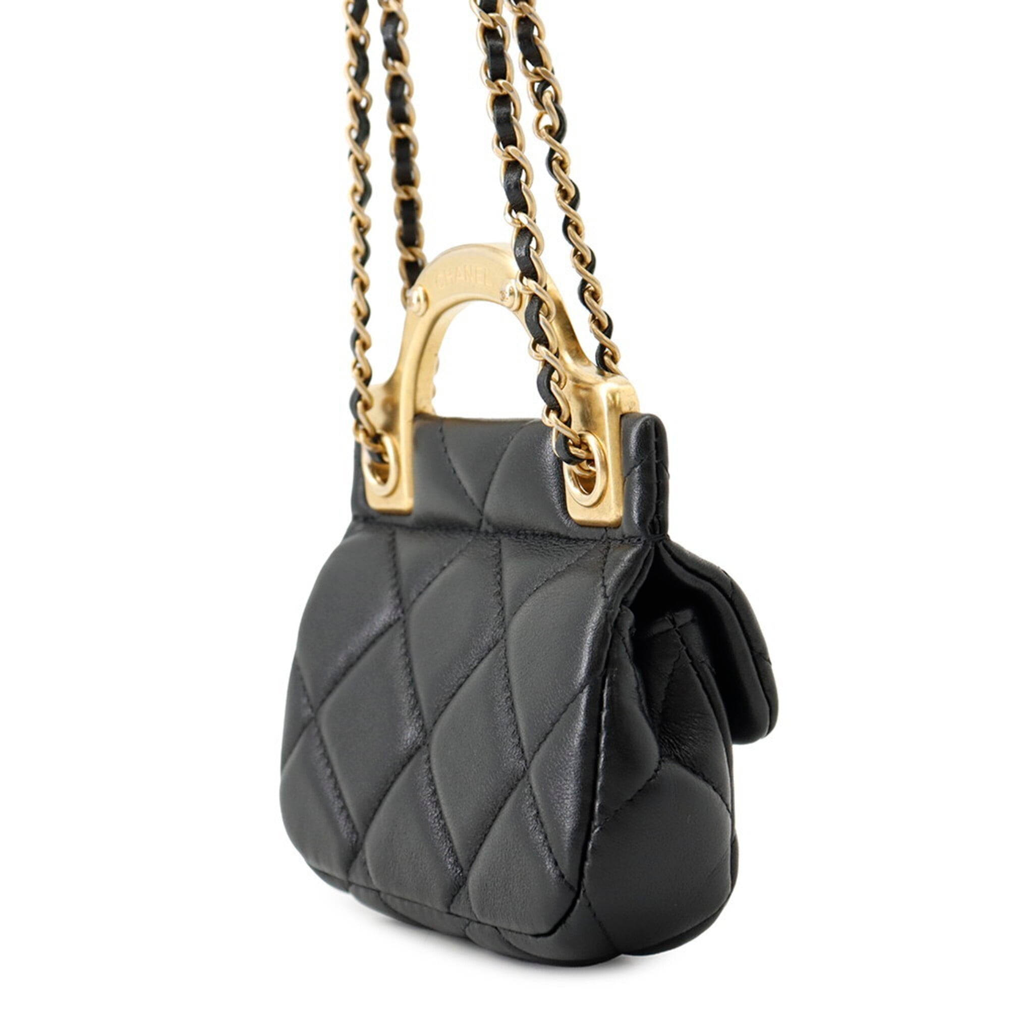 Chanel Matelasse Black Leather Handbag Shoulder Bag (Pre-Owned)
