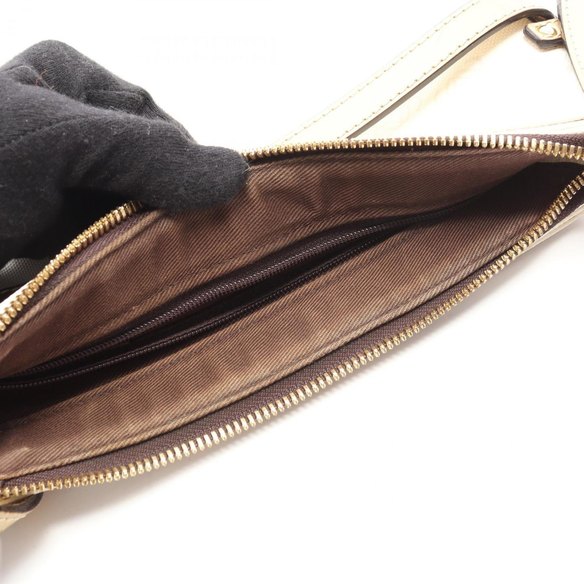 Loewe Gold White Coated Canvas Leather Handbag Shoulder Bag (Pre-Owned)